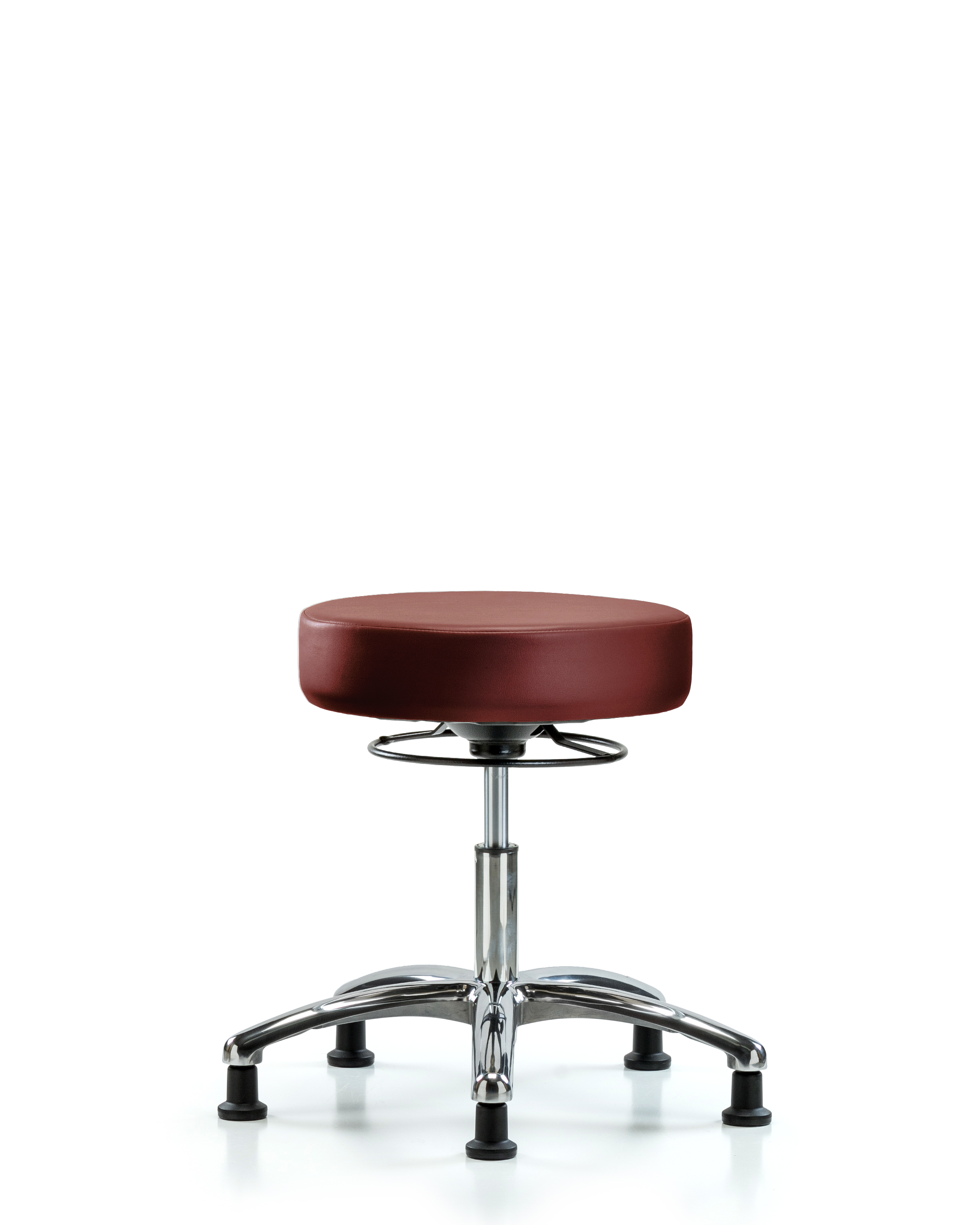 Rutledge Vinyl Stool without Back Chrome - Desk Height with Stationary Glides in Borscht Supernova Vinyl