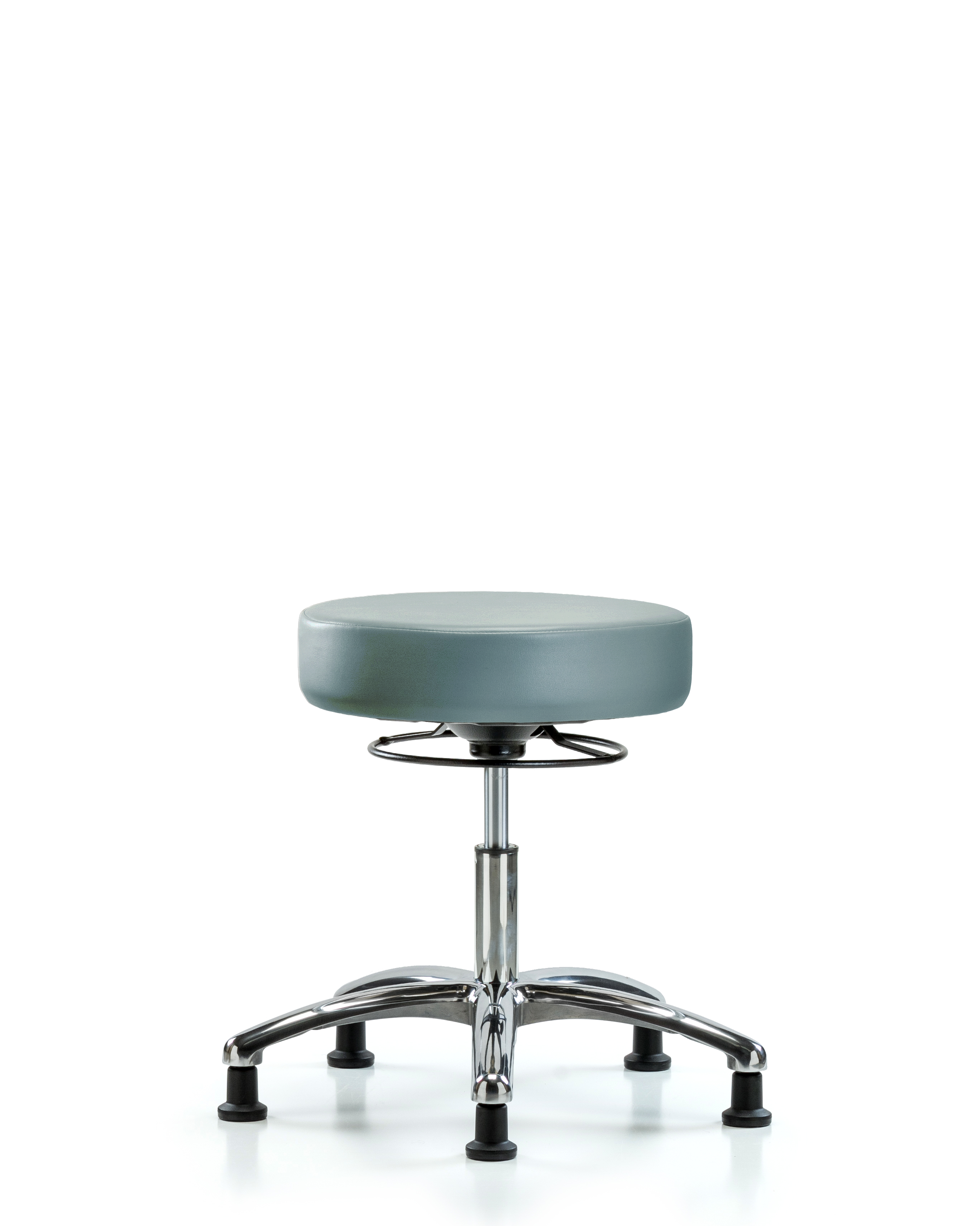 Rutledge Vinyl Stool without Back Chrome - Desk Height with Stationary Glides in Storm Supernova Vinyl