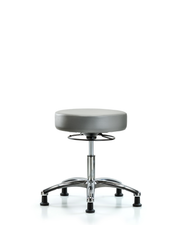 Rutledge Vinyl Stool without Back Chrome - Desk Height with Stationary Glides in Sterling Supernova Vinyl