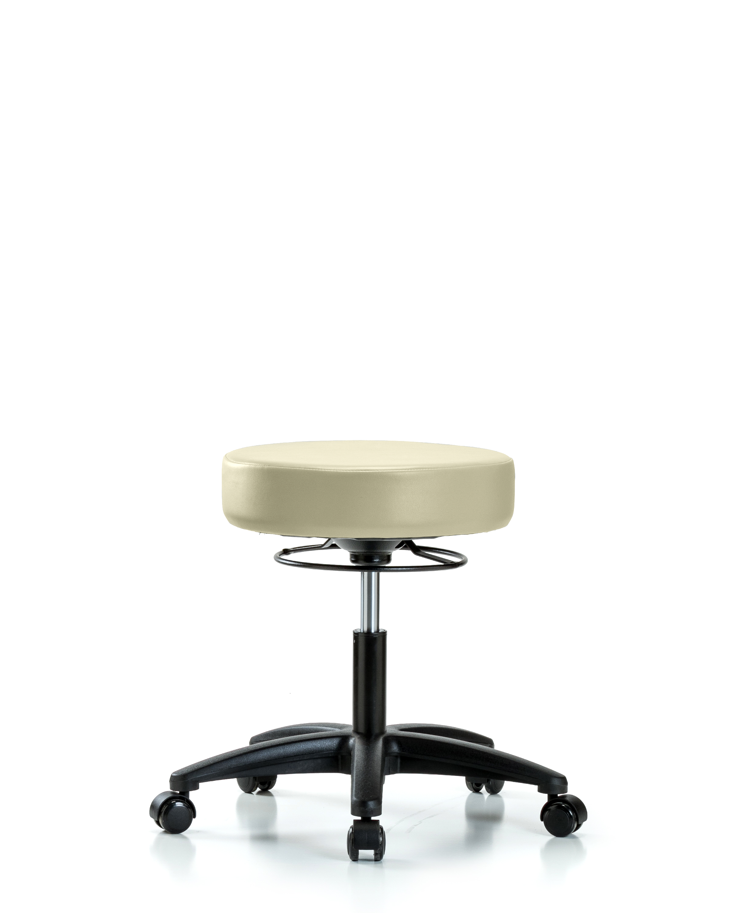 Rutledge Vinyl Stool without Back - Desk Height with Casters in Adobe White Trailblazer Vinyl