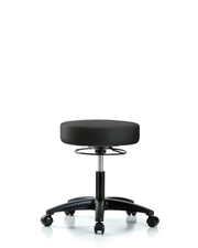 Rutledge Vinyl Stool without Back - Desk Height with Casters in Black Trailblazer Vinyl