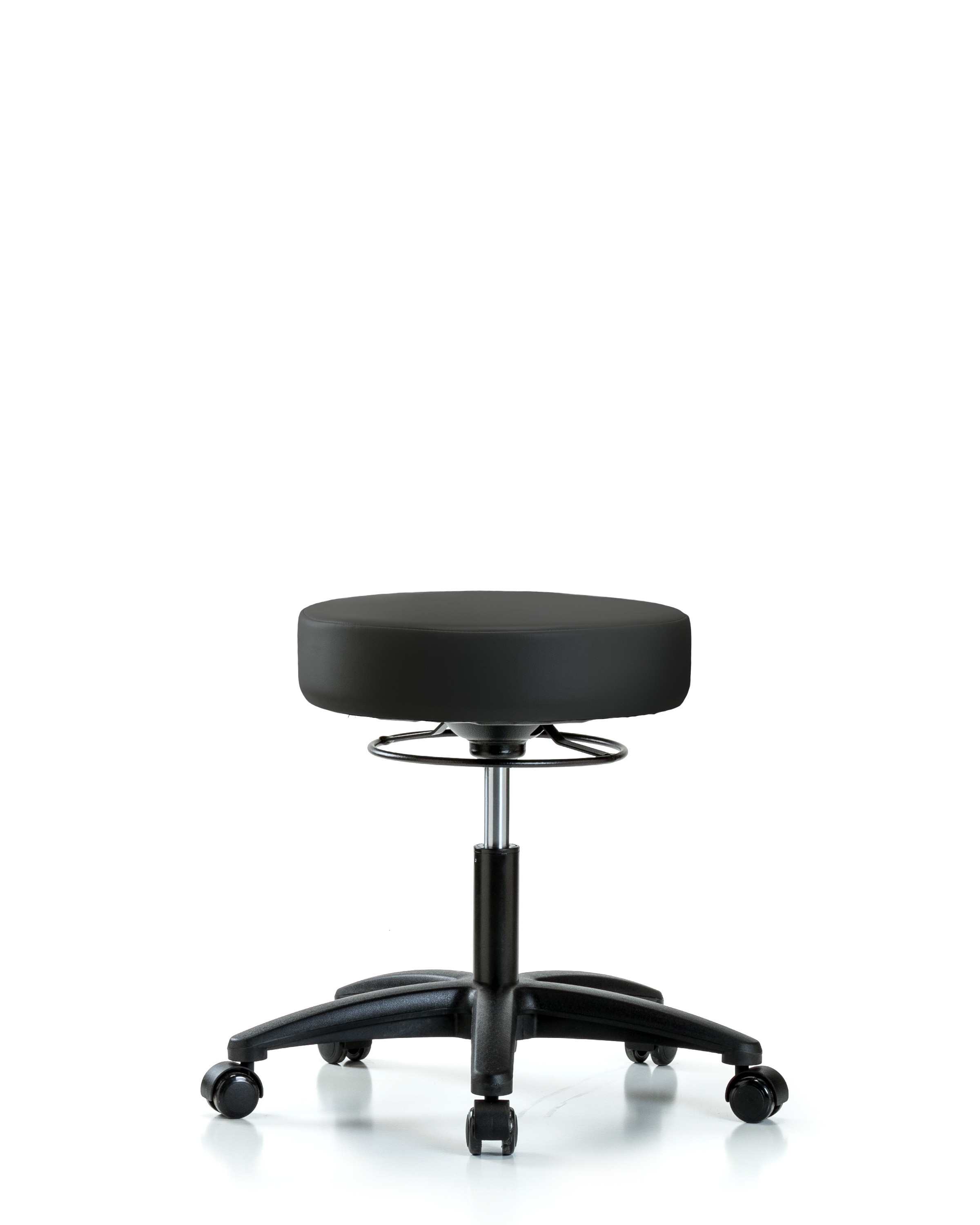 Rutledge Vinyl Stool without Back - Desk Height with Casters in Black Trailblazer Vinyl