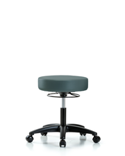 Rutledge Vinyl Stool without Back - Desk Height with Casters in Colonial Blue Trailblazer Vinyl