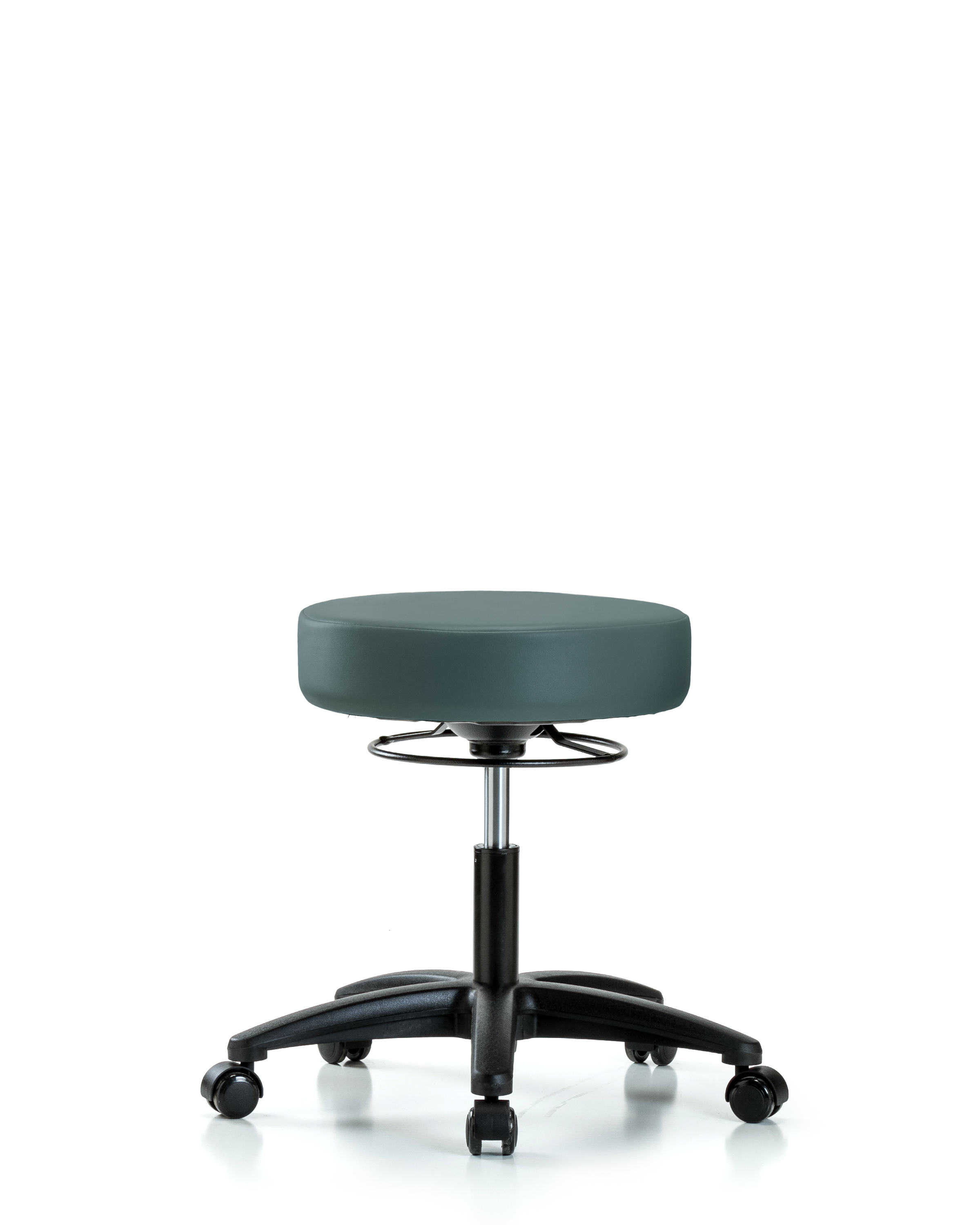 Rutledge Vinyl Stool without Back - Desk Height with Casters in Colonial Blue Trailblazer Vinyl