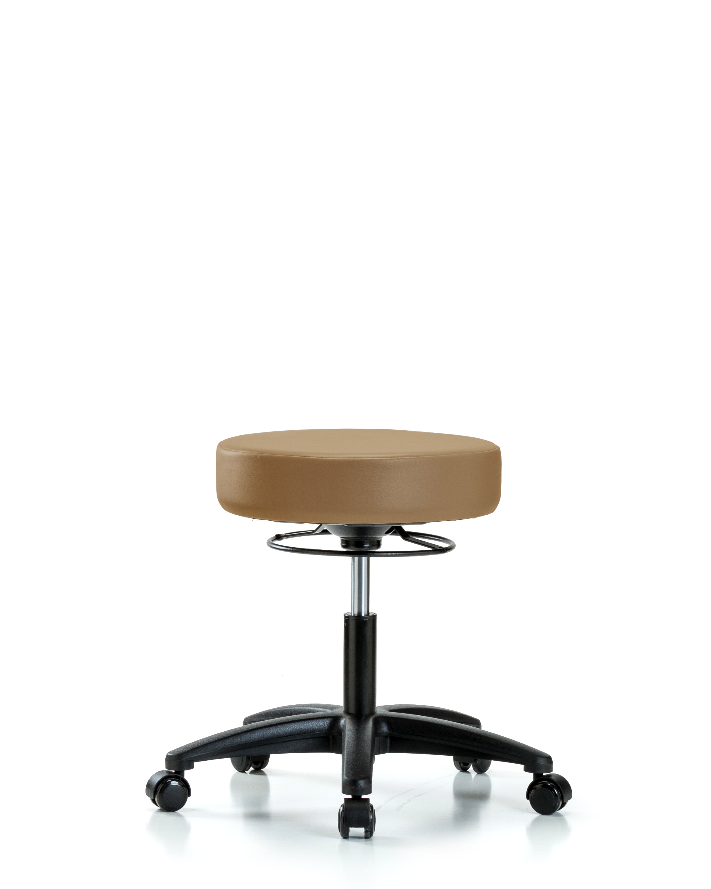 Rutledge Vinyl Stool without Back - Desk Height with Casters in Taupe Trailblazer Vinyl