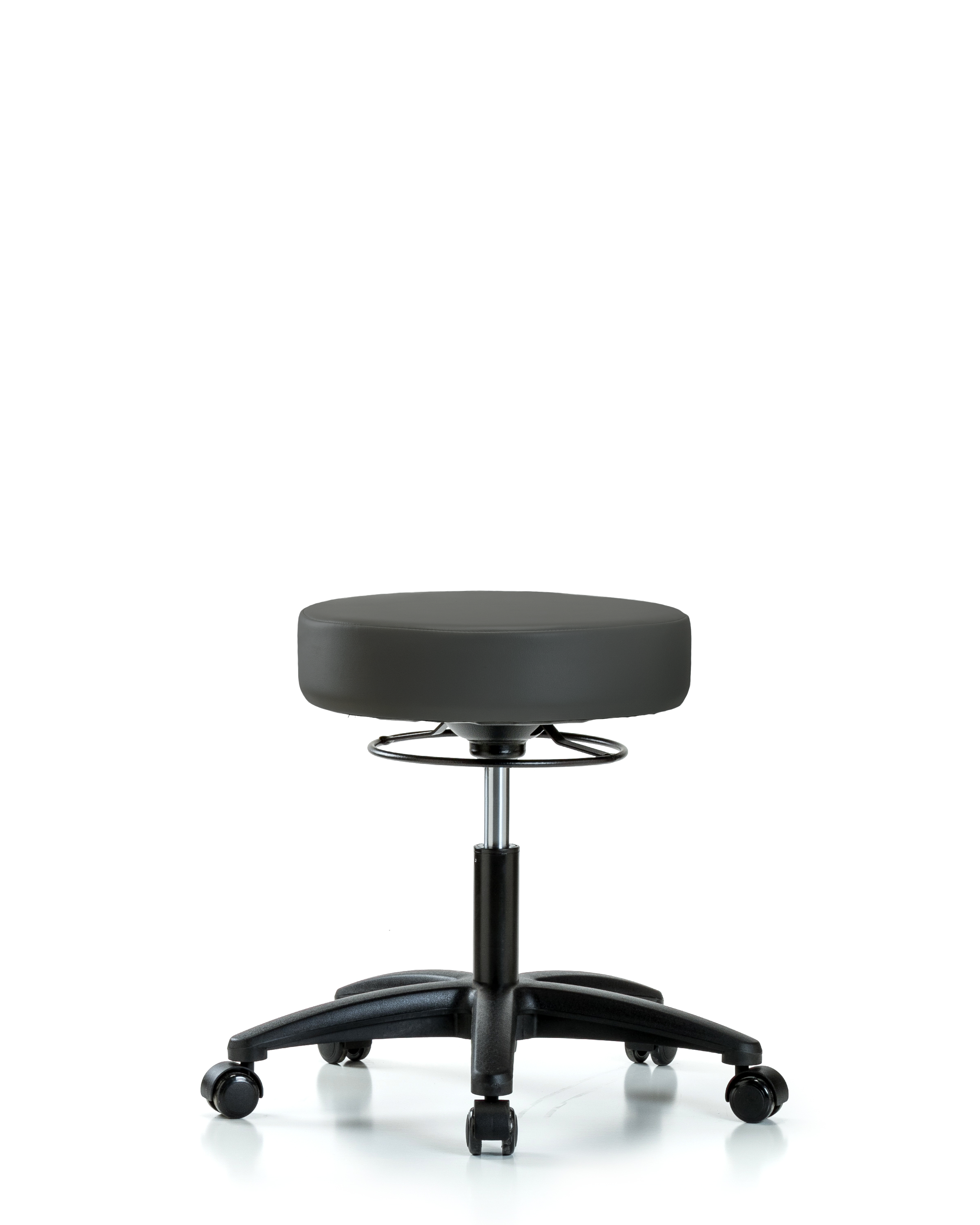 Rutledge Vinyl Stool without Back - Desk Height with Casters in Charcoal Trailblazer Vinyl