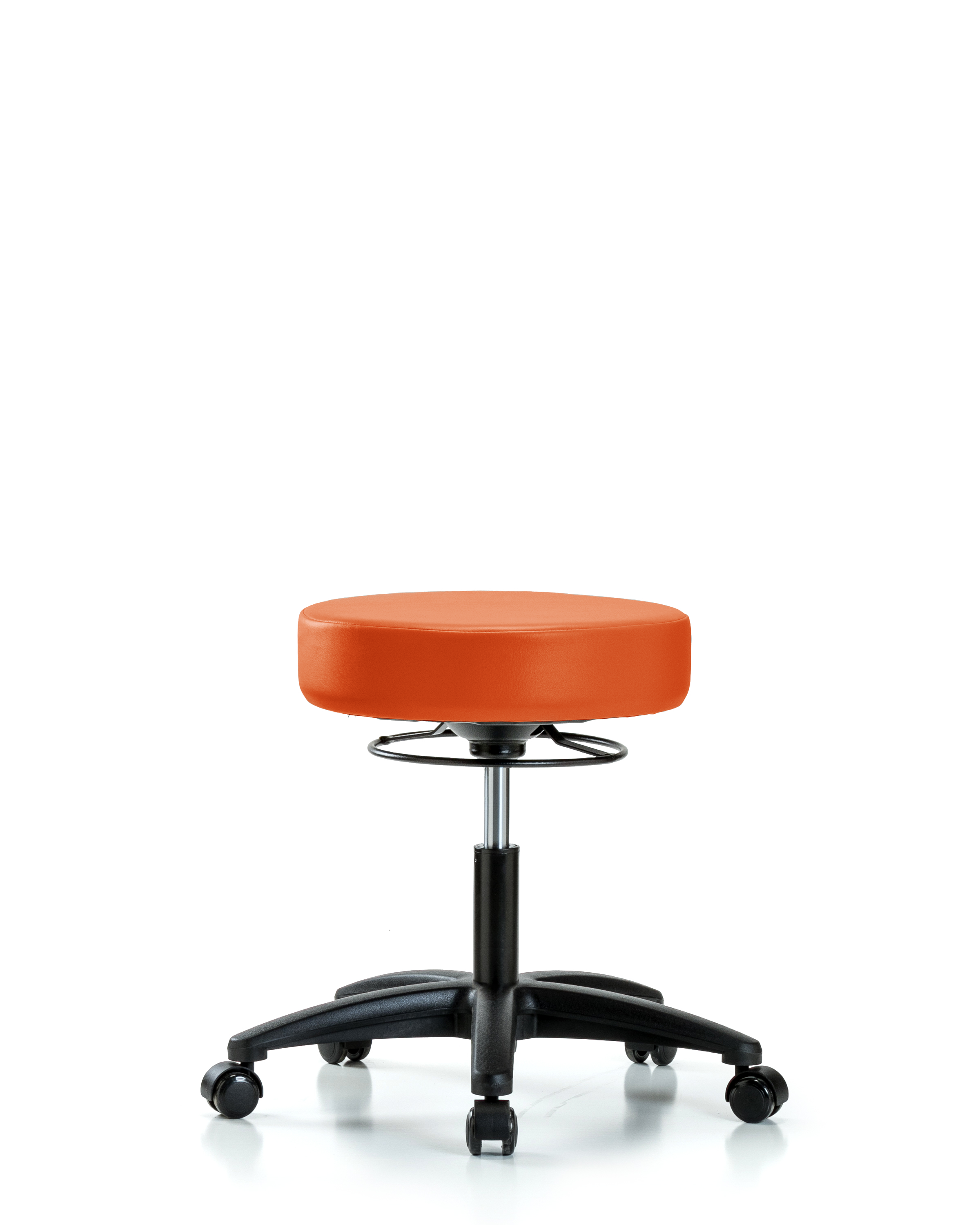 Rutledge Vinyl Stool without Back - Desk Height with Casters in Orange Kist Trailblazer Vinyl