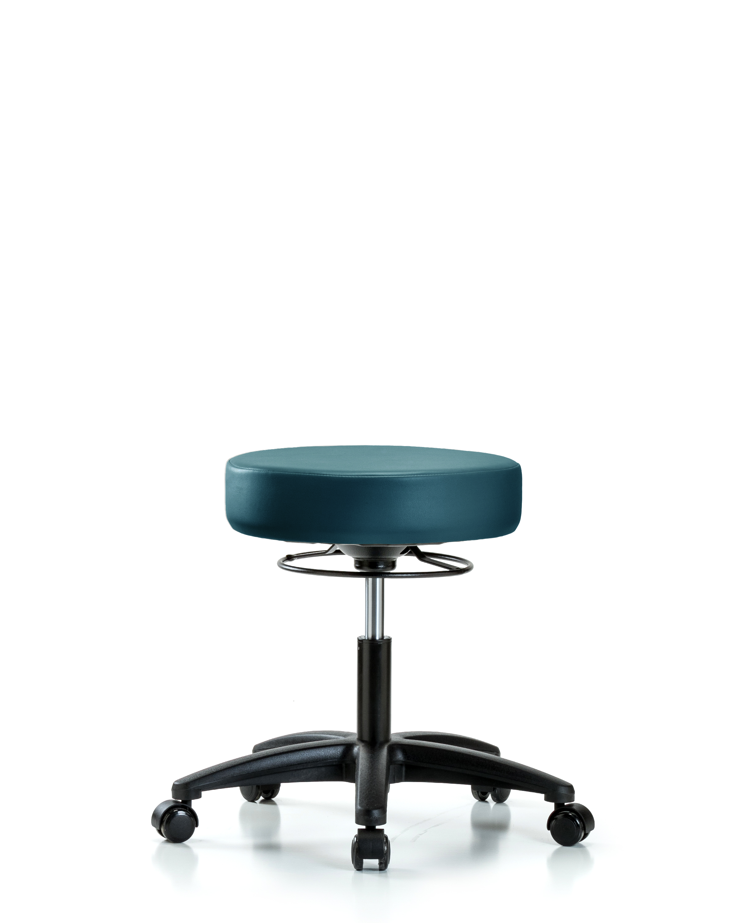 Rutledge Vinyl Stool without Back - Desk Height with Casters in Marine Blue Supernova Vinyl
