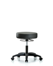 Rutledge Vinyl Stool without Back - Desk Height with Casters in Carbon Supernova Vinyl