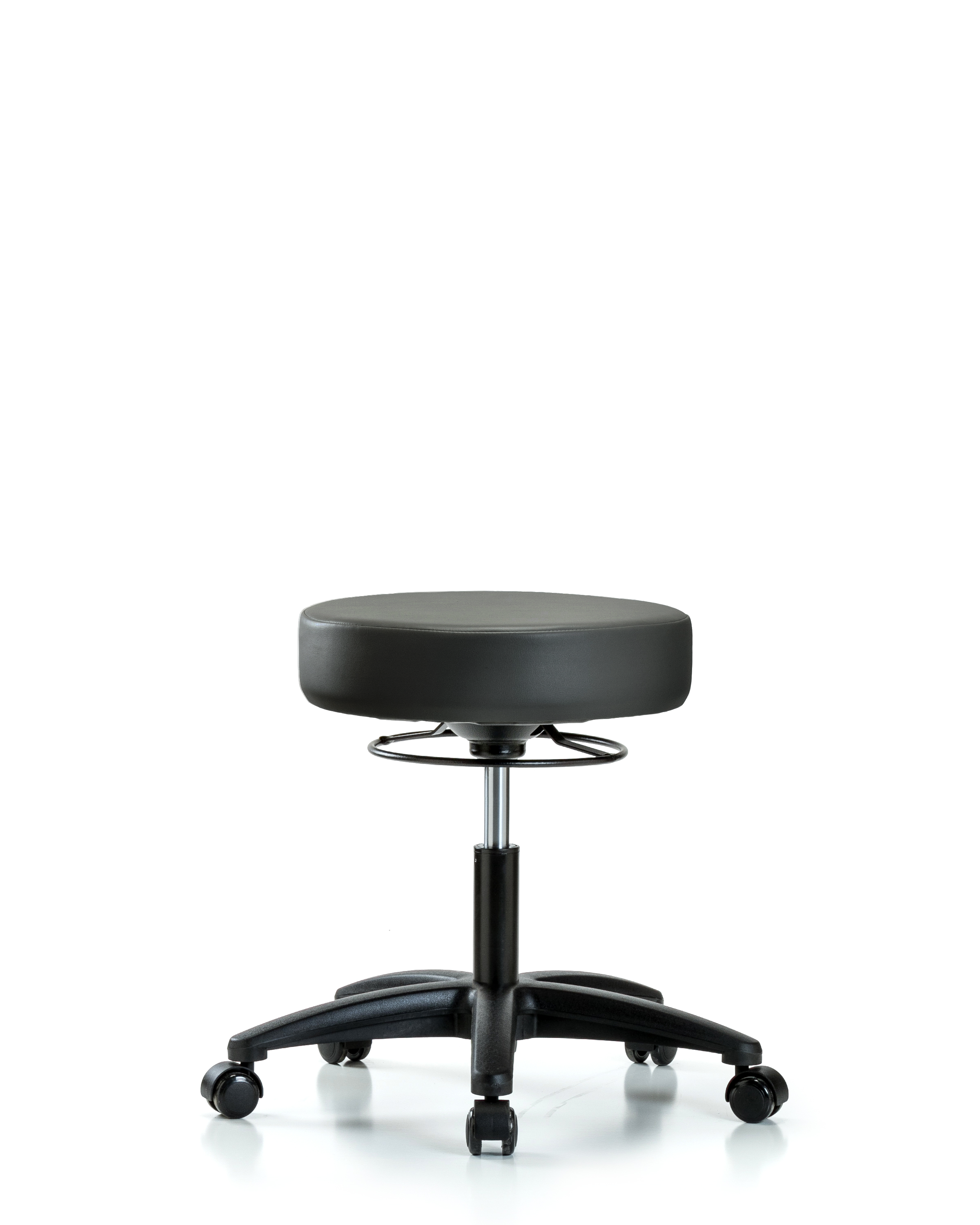 Rutledge Vinyl Stool without Back - Desk Height with Casters in Carbon Supernova Vinyl