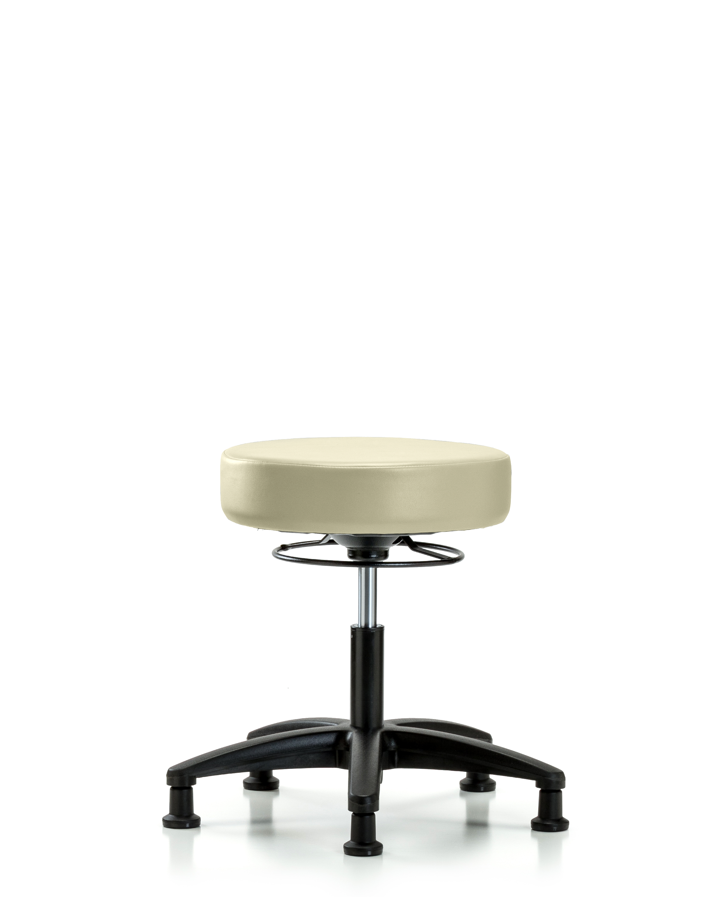 Rutledge Vinyl Stool without Back - Desk Height with Stationary Glides in Adobe White Trailblazer Vinyl