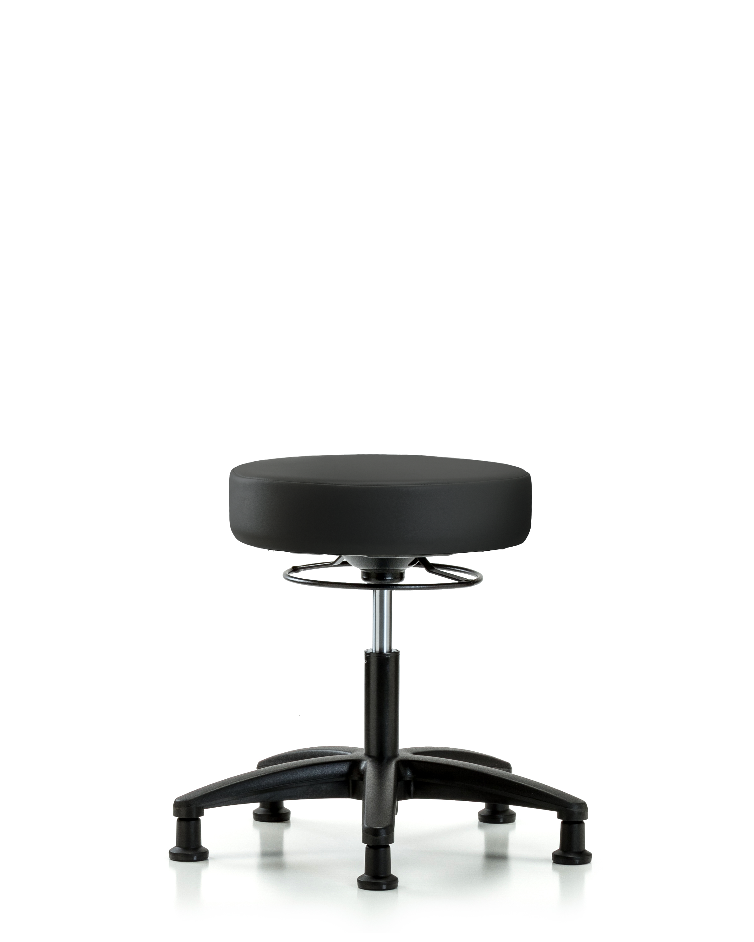 Rutledge Vinyl Stool without Back - Desk Height with Stationary Glides in Black Trailblazer Vinyl
