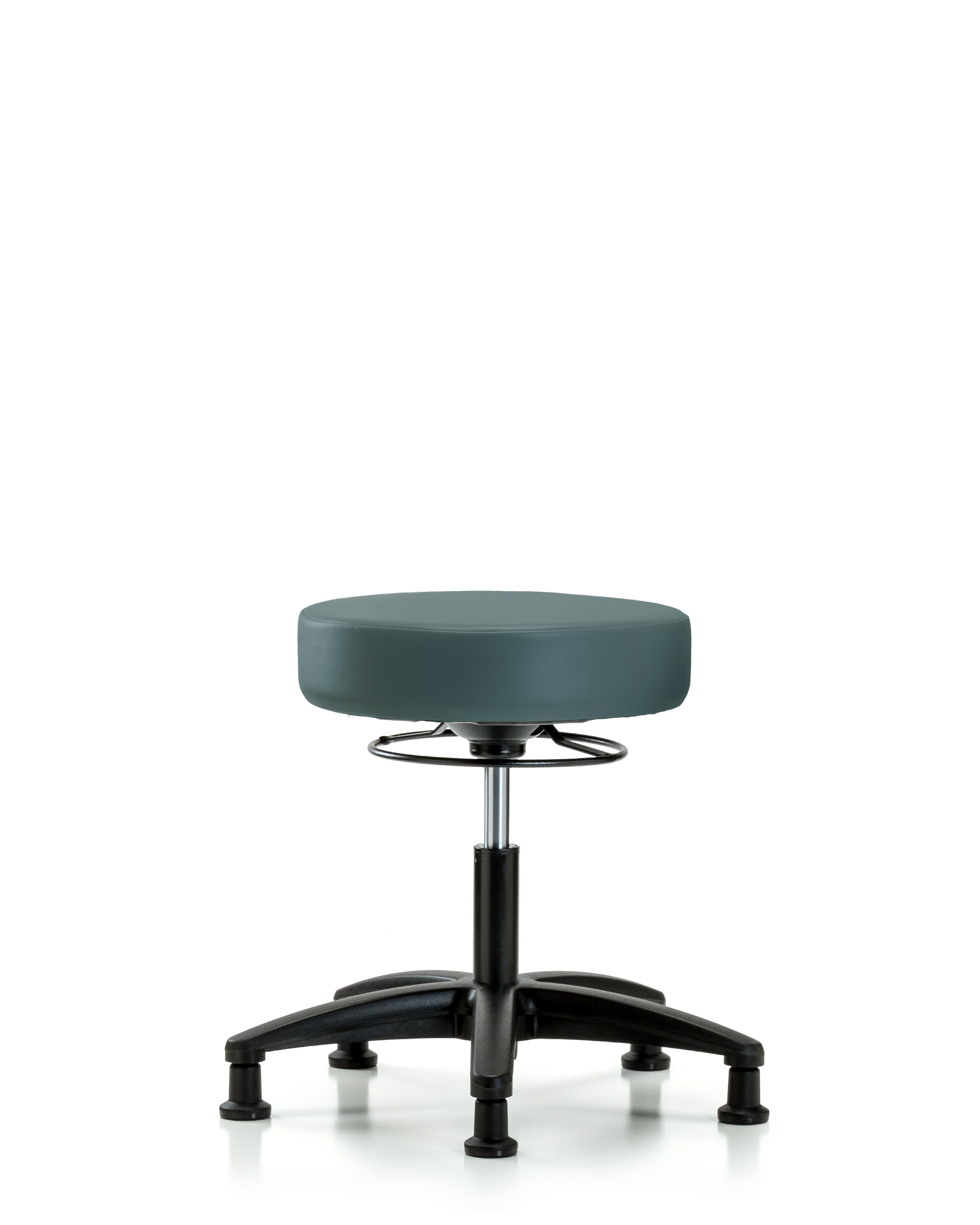 Rutledge Vinyl Stool without Back - Desk Height with Stationary Glides in Colonial Blue Trailblazer Vinyl