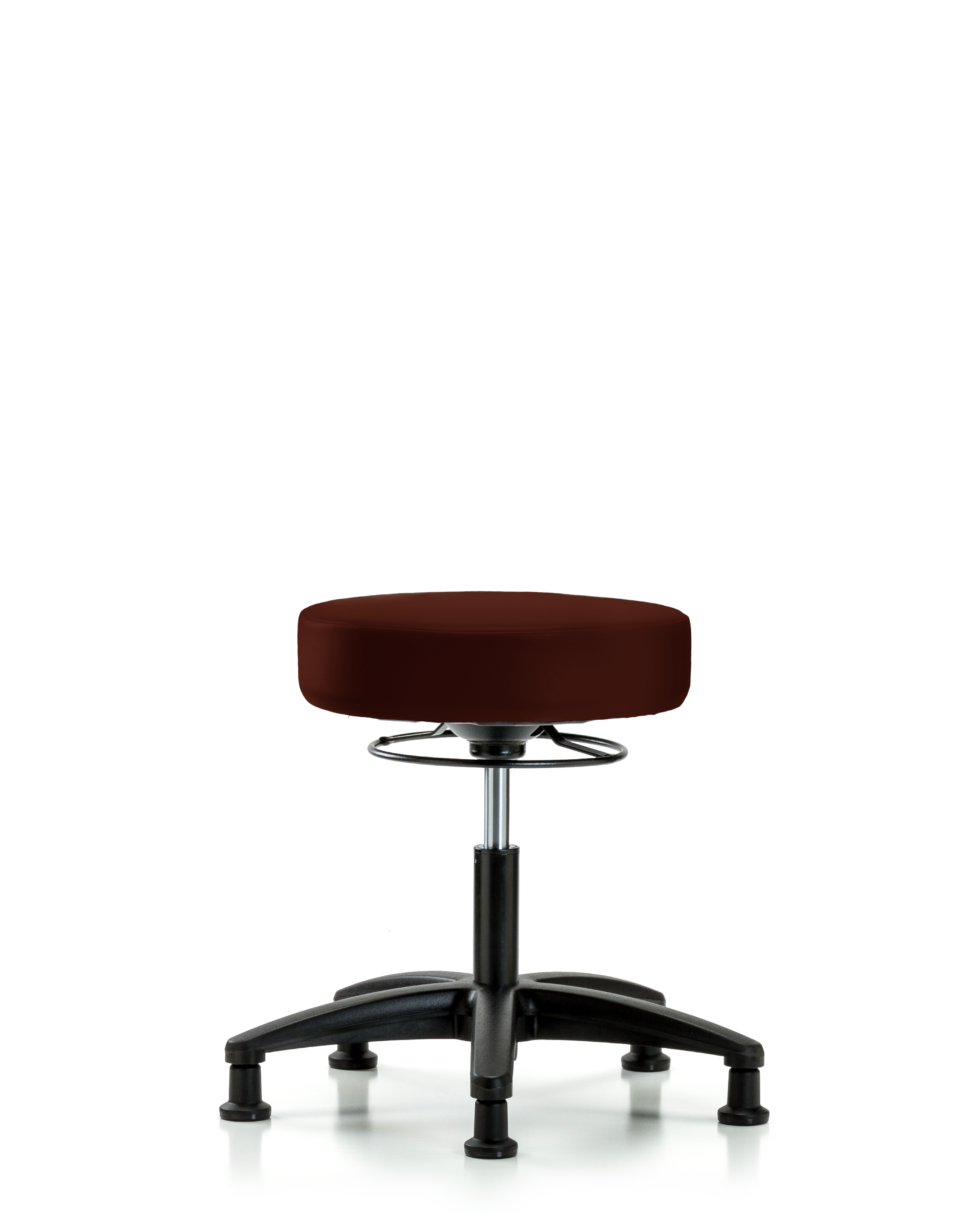 Rutledge Vinyl Stool without Back - Desk Height with Stationary Glides in Burgundy Trailblazer Vinyl