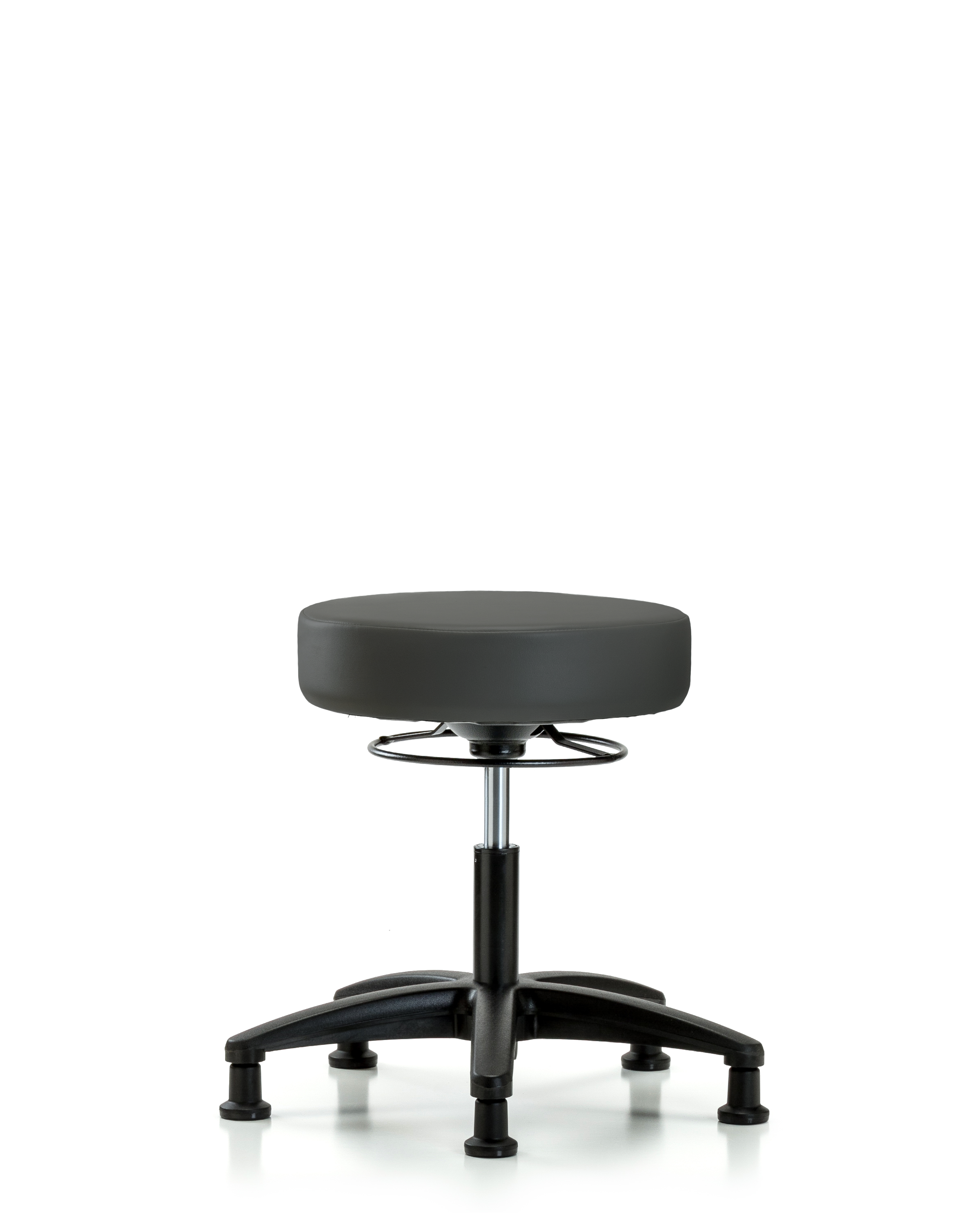 Rutledge Vinyl Stool without Back - Desk Height with Stationary Glides in Charcoal Trailblazer Vinyl