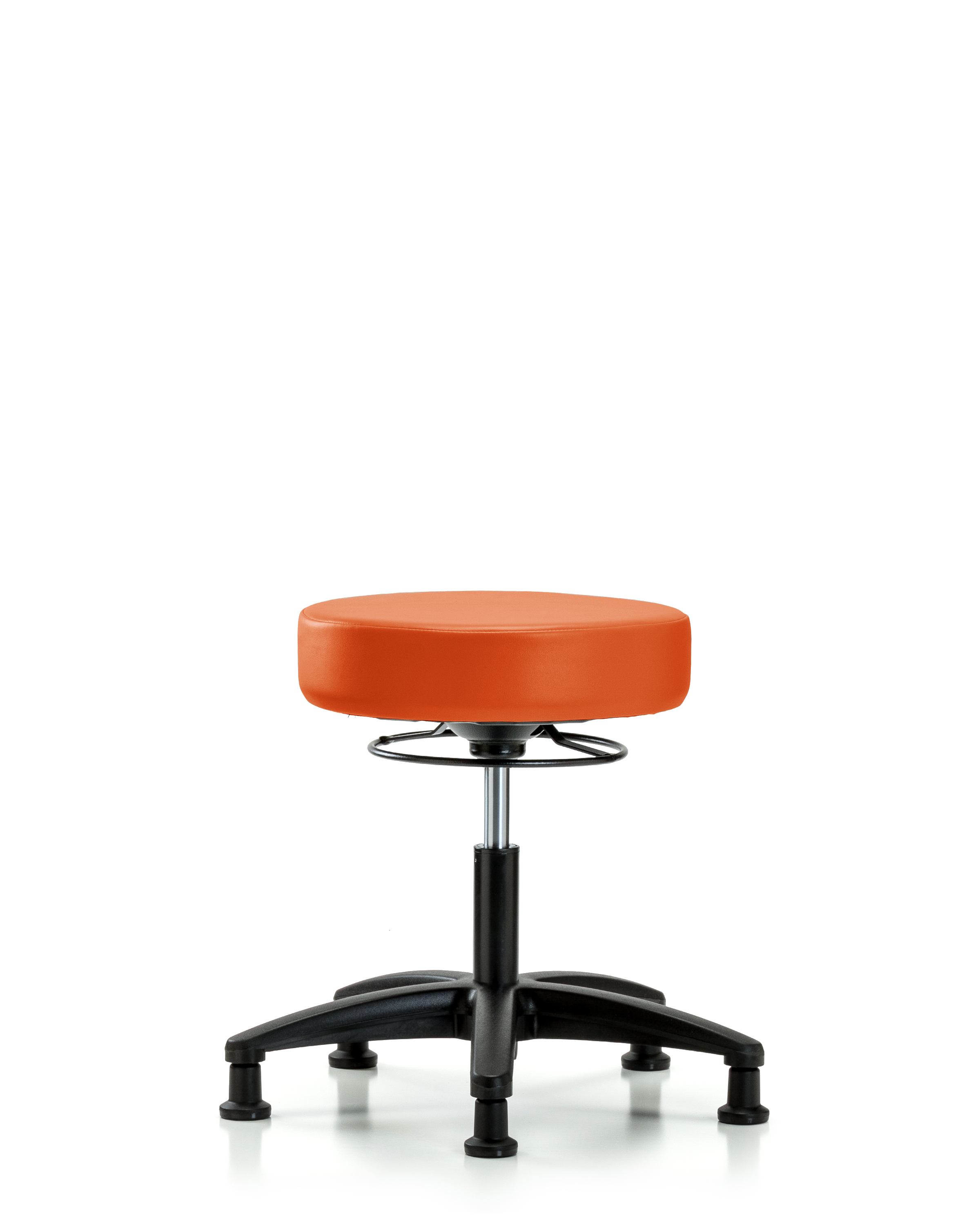 Rutledge Vinyl Stool without Back - Desk Height with Stationary Glides in Orange Kist Trailblazer Vinyl