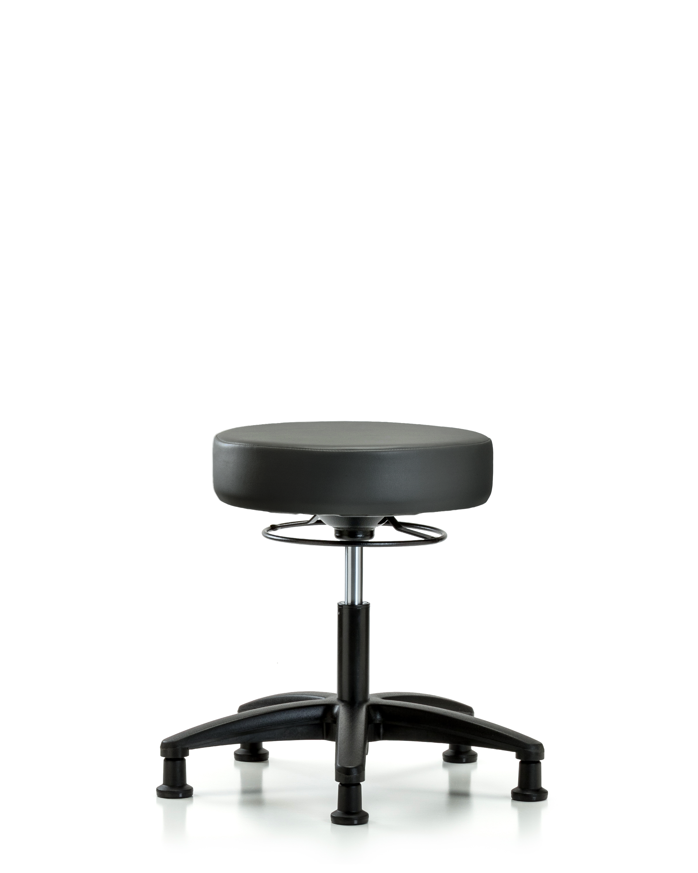 Rutledge Vinyl Stool without Back - Desk Height with Stationary Glides in Carbon Supernova Vinyl