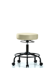 Rutledge Vinyl Stool without Back - Desk Height with Round Tube Base & Casters in Adobe White Trailblazer Vinyl