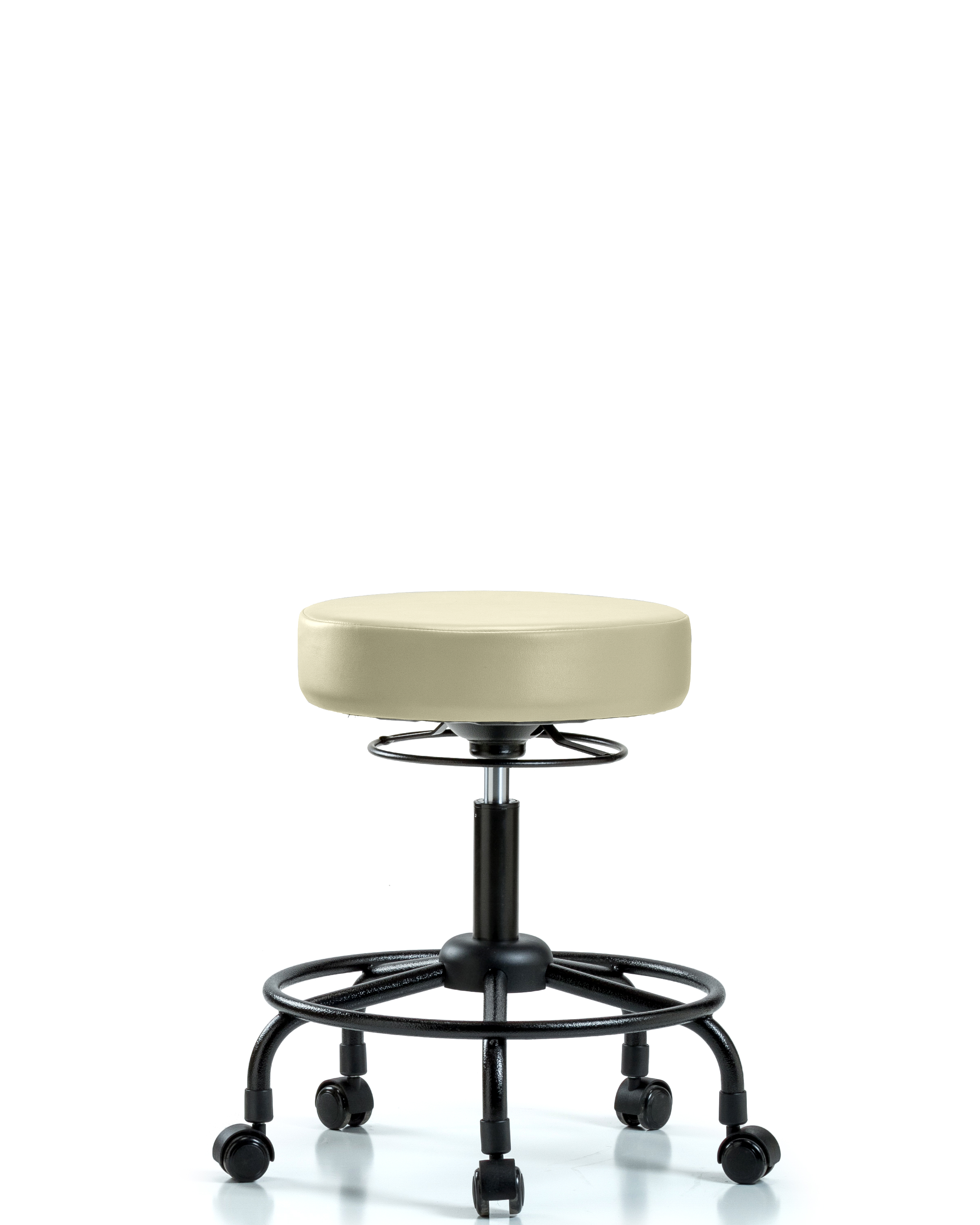 Rutledge Vinyl Stool without Back - Desk Height with Round Tube Base & Casters in Adobe White Trailblazer Vinyl