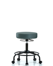 Rutledge Vinyl Stool without Back - Desk Height with Round Tube Base & Casters in Colonial Blue Trailblazer Vinyl
