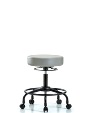 Rutledge Vinyl Stool without Back - Desk Height with Round Tube Base & Casters in Dove Trailblazer Vinyl