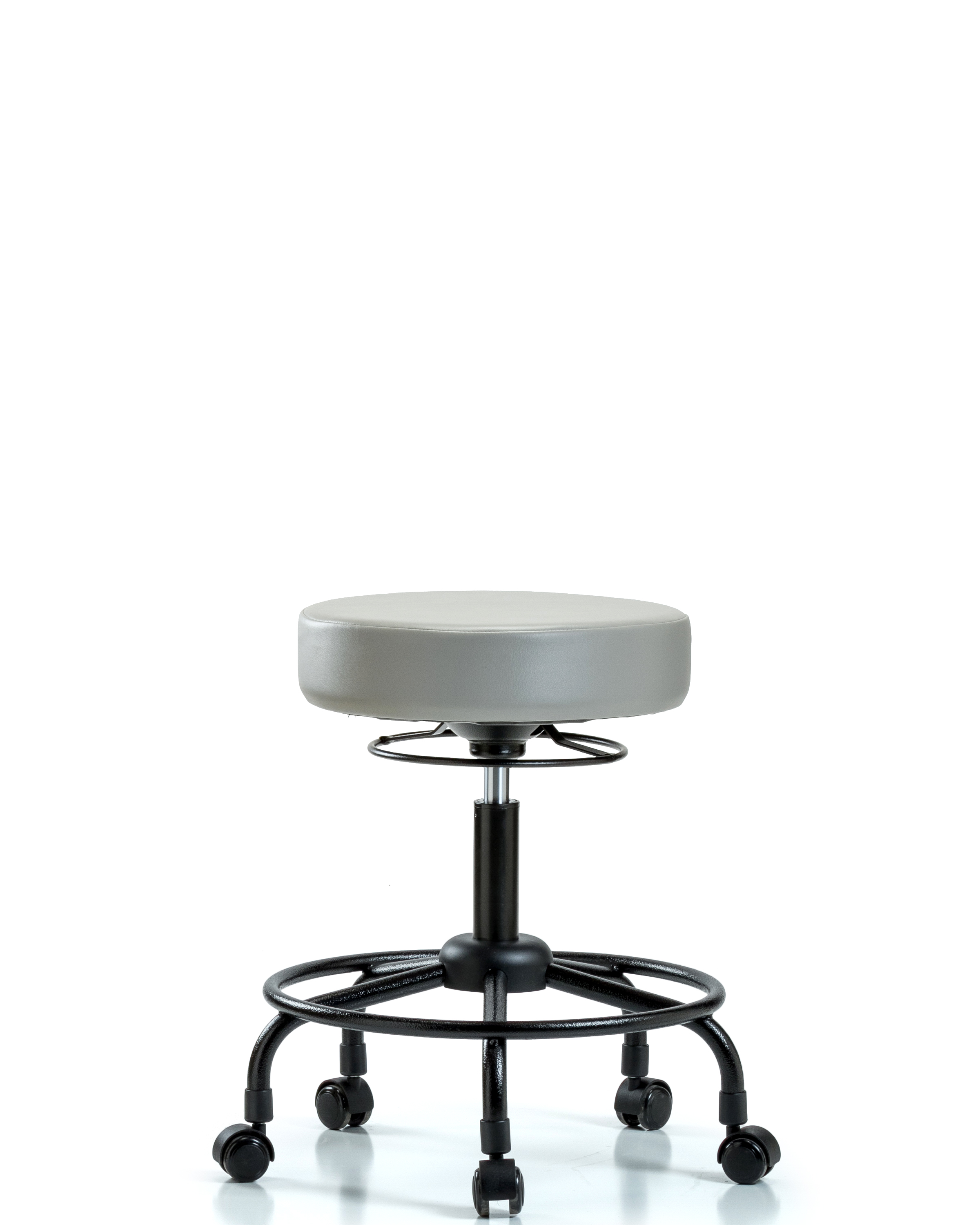 Rutledge Vinyl Stool without Back - Desk Height with Round Tube Base & Casters in Dove Trailblazer Vinyl