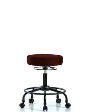 Rutledge Vinyl Stool without Back - Desk Height with Round Tube Base & Casters in Burgundy Trailblazer Vinyl