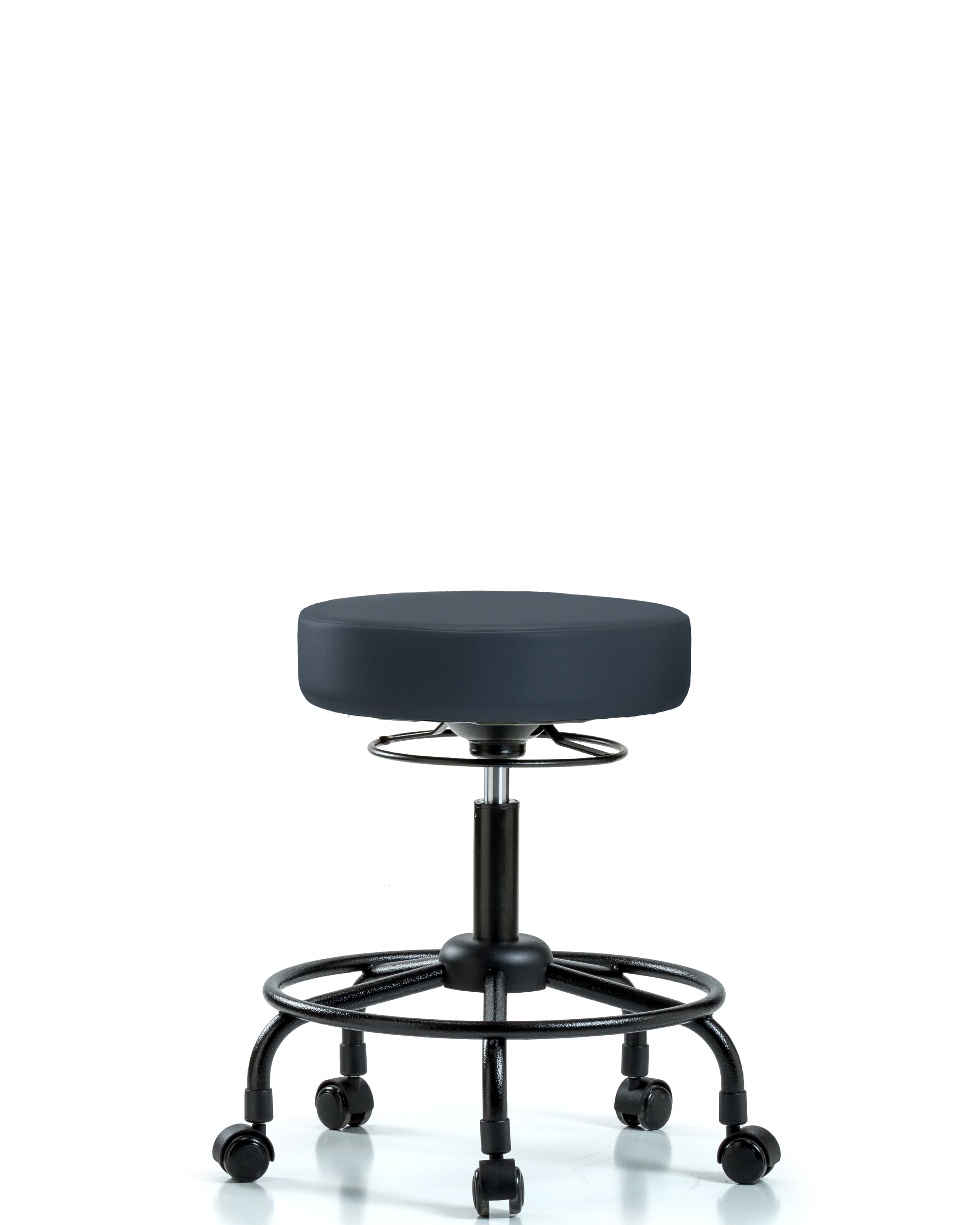 Rutledge Vinyl Stool without Back - Desk Height with Round Tube Base & Casters in Imperial Blue Trailblazer Vinyl