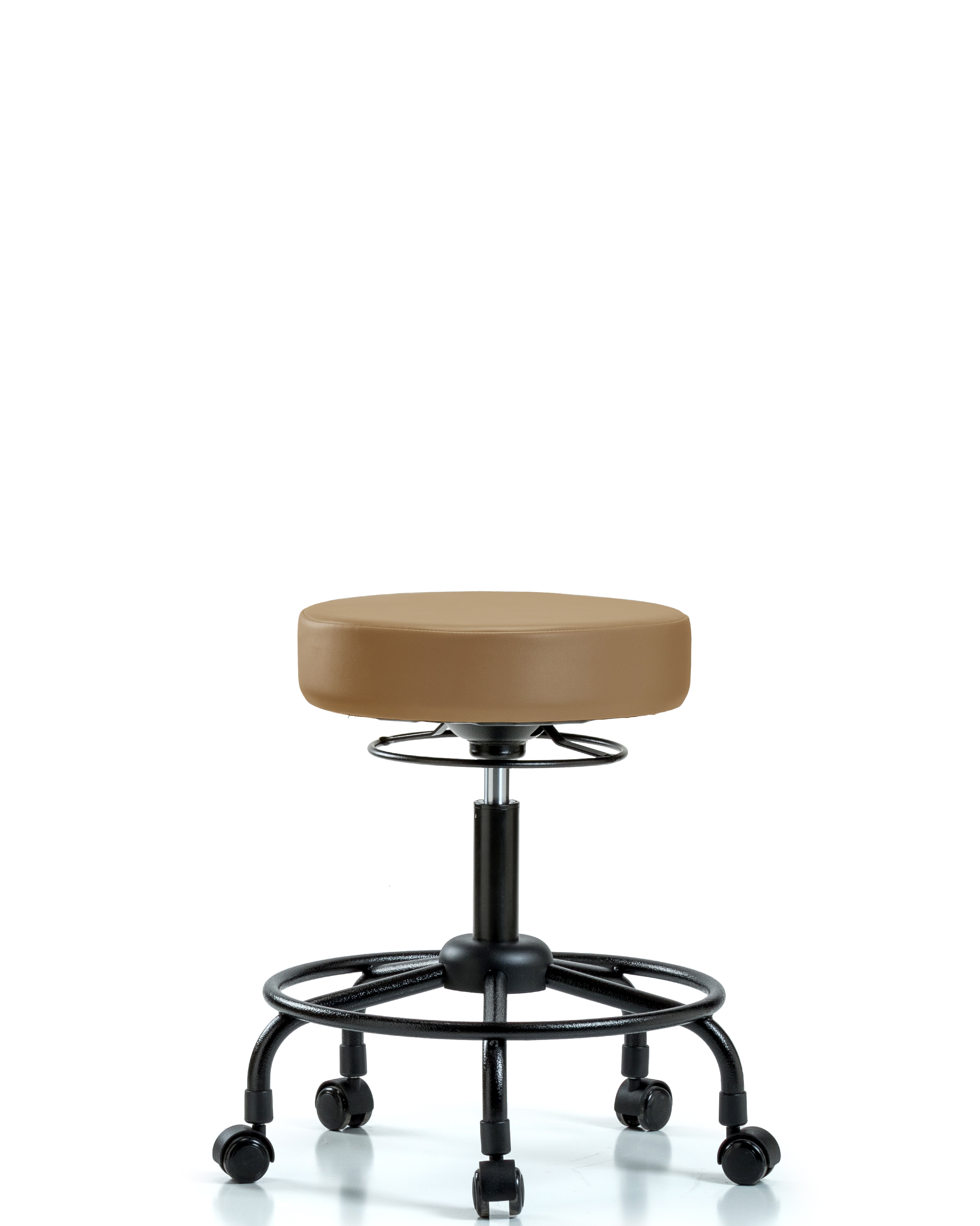 Rutledge Vinyl Stool without Back - Desk Height with Round Tube Base & Casters in Taupe Trailblazer Vinyl