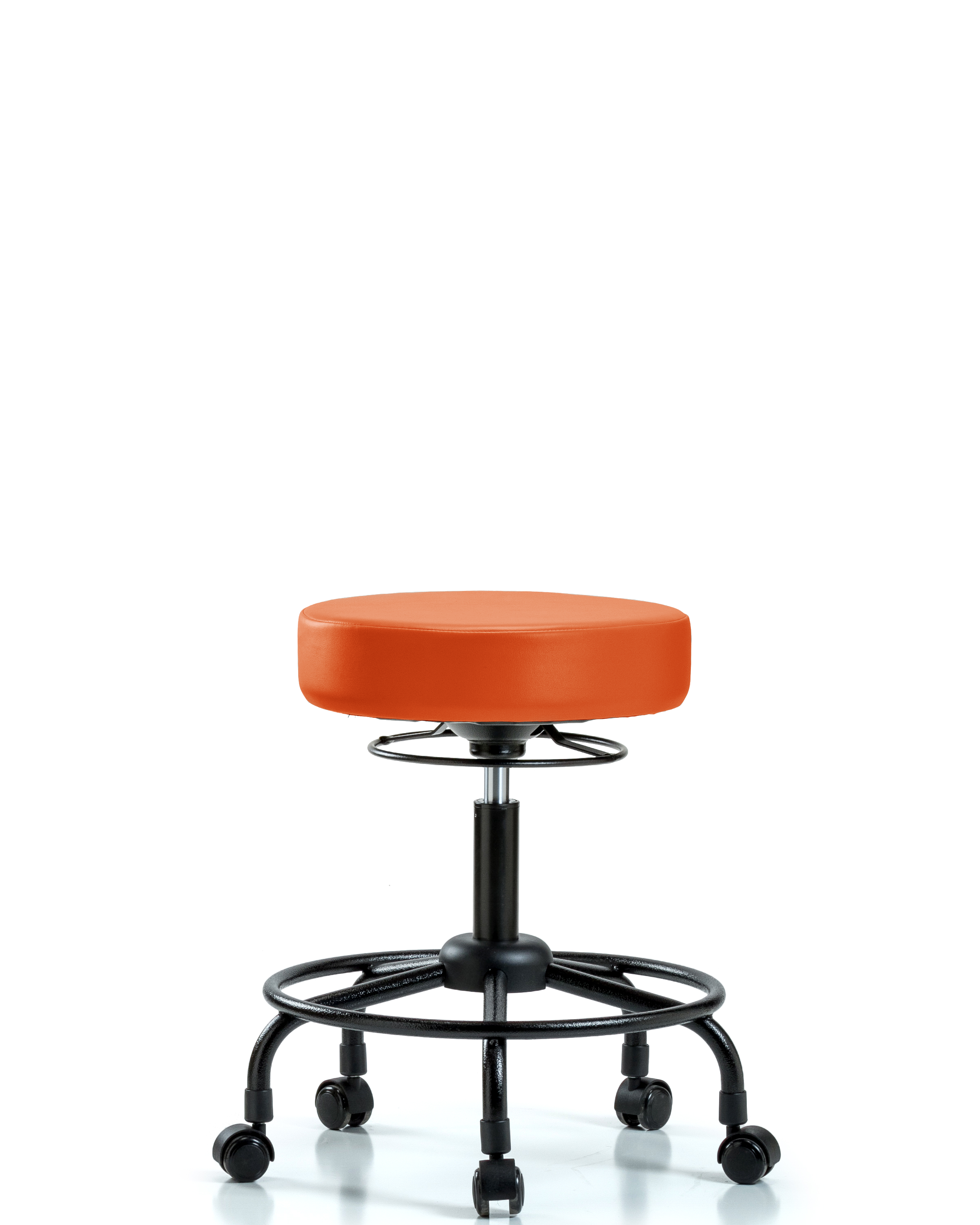 Rutledge Vinyl Stool without Back - Desk Height with Round Tube Base & Casters in Orange Kist Trailblazer Vinyl
