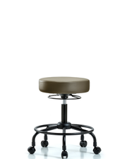 Rutledge Vinyl Stool without Back - Desk Height with Round Tube Base & Casters in Taupe Supernova Vinyl