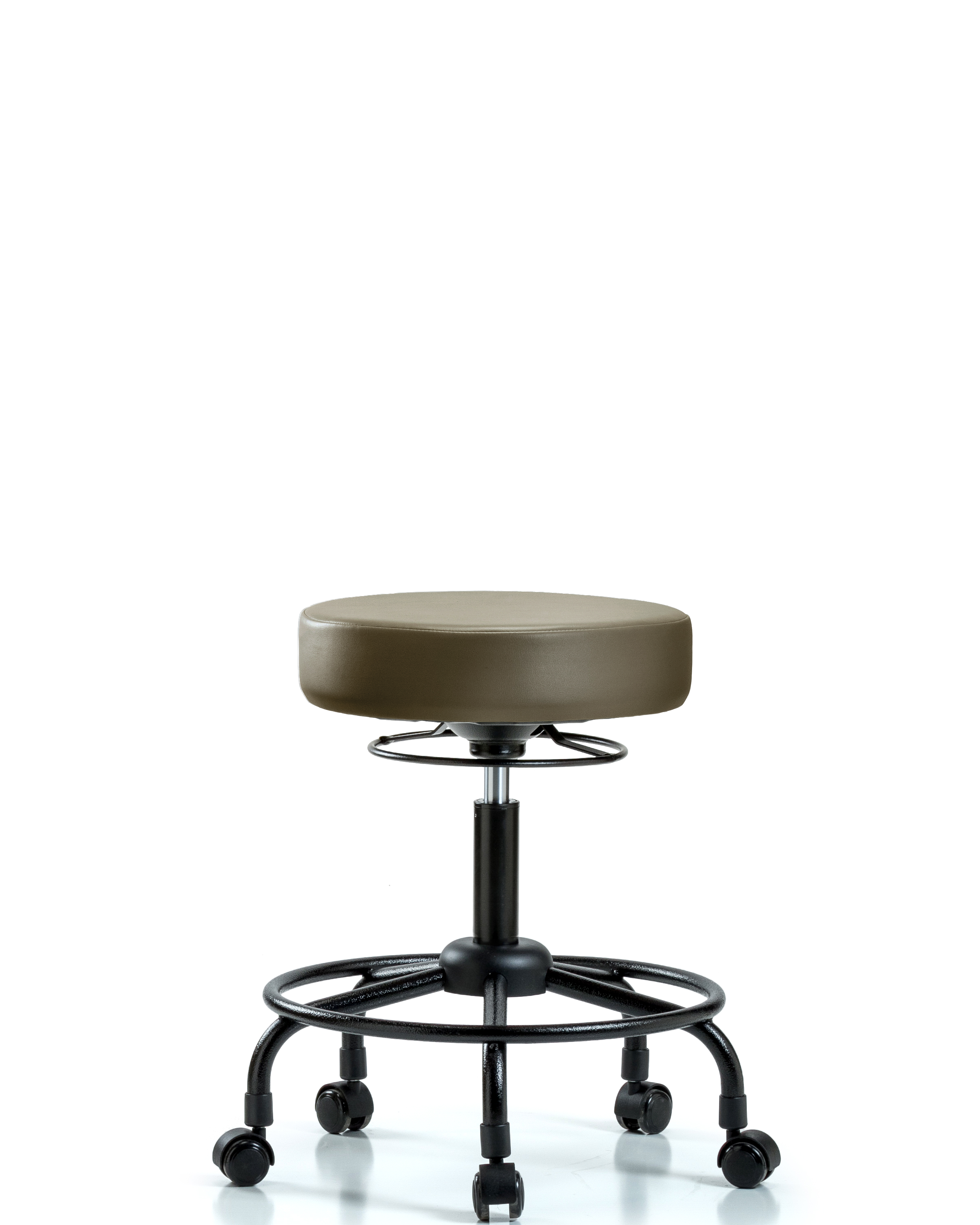 Rutledge Vinyl Stool without Back - Desk Height with Round Tube Base & Casters in Taupe Supernova Vinyl
