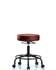 Rutledge Vinyl Stool without Back - Desk Height with Round Tube Base & Casters in Borscht Supernova Vinyl