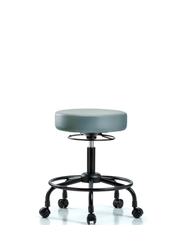 Rutledge Vinyl Stool without Back - Desk Height with Round Tube Base & Casters in Storm Supernova Vinyl