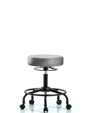 Rutledge Vinyl Stool without Back - Desk Height with Round Tube Base & Casters in Sterling Supernova Vinyl