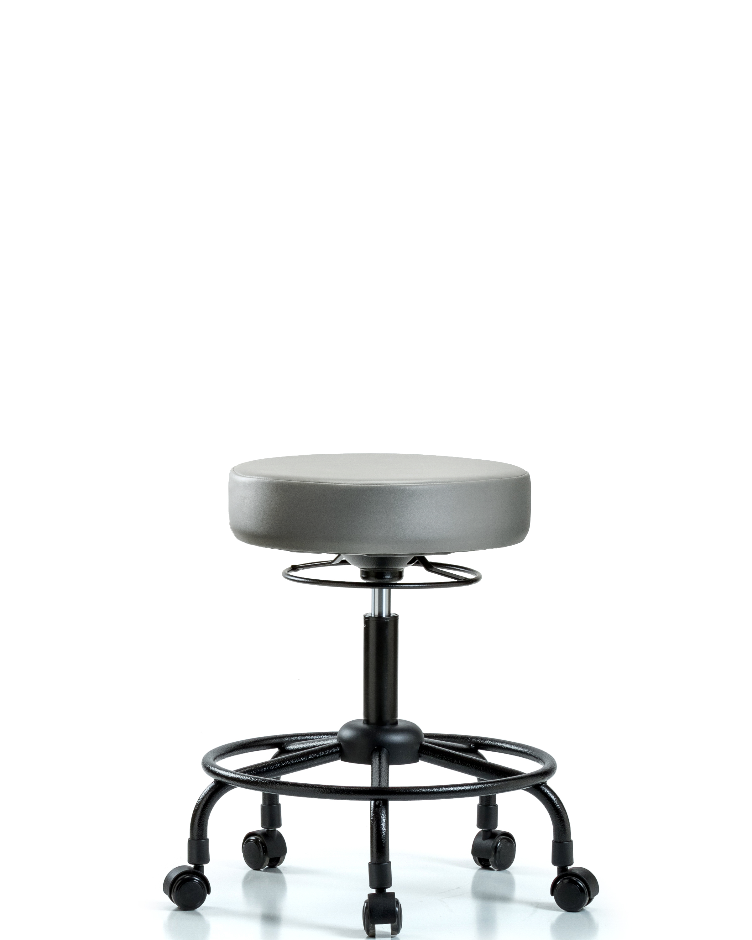 Rutledge Vinyl Stool without Back - Desk Height with Round Tube Base & Casters in Sterling Supernova Vinyl