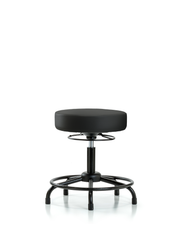 Rutledge Vinyl Stool without Back - Desk Height with Round Tube Base & Stationary Glides in Black Trailblazer Vinyl