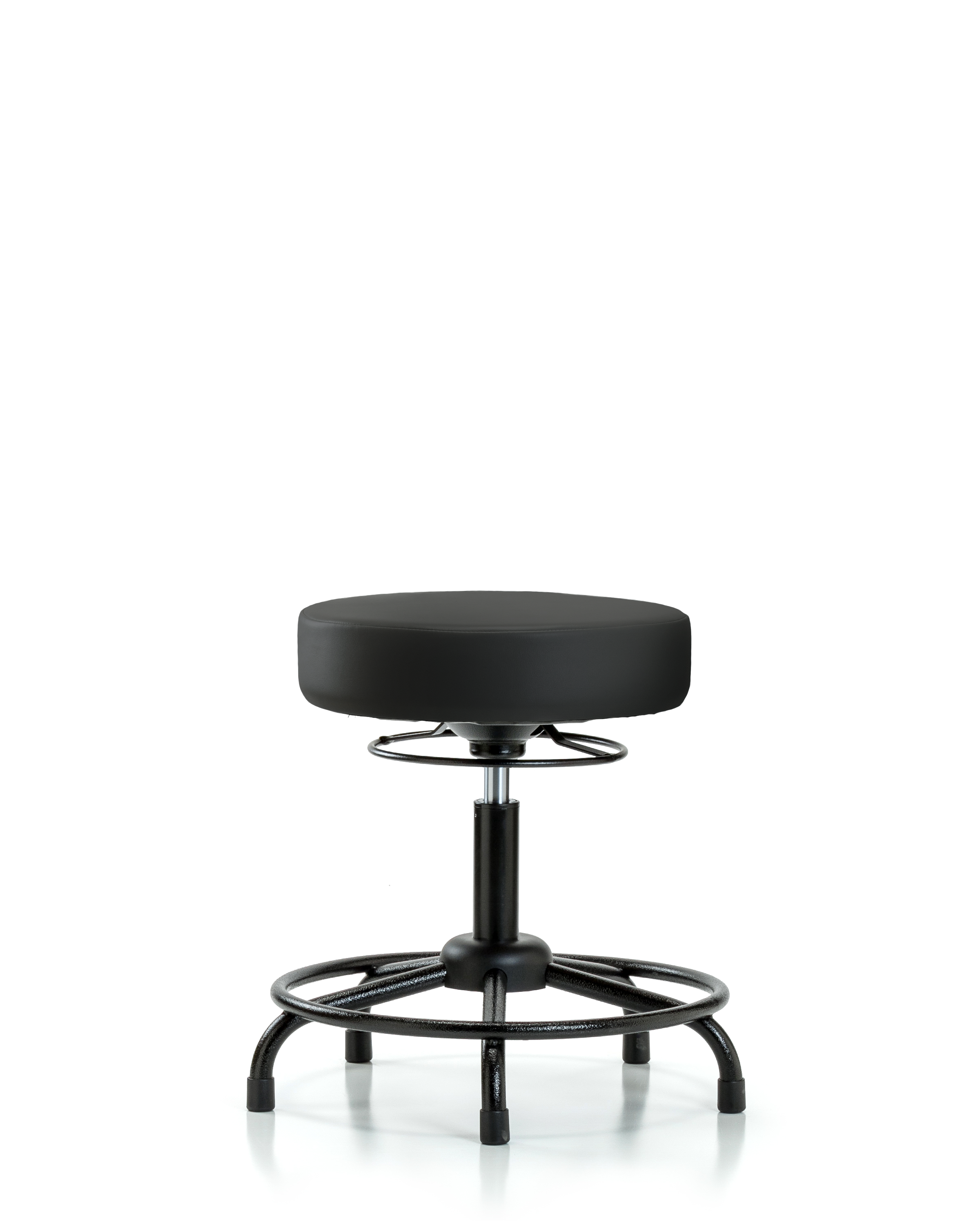 Rutledge Vinyl Stool without Back - Desk Height with Round Tube Base & Stationary Glides in Black Trailblazer Vinyl
