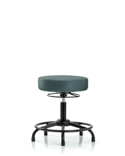 Rutledge Vinyl Stool without Back - Desk Height with Round Tube Base & Stationary Glides in Colonial Blue Trailblazer Vinyl