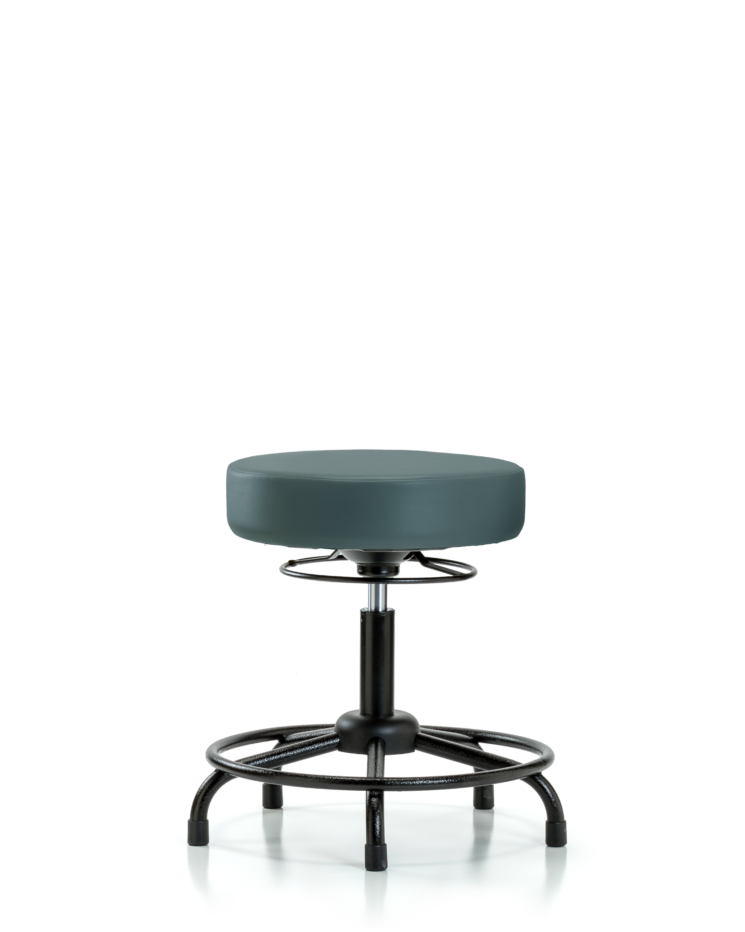 Rutledge Vinyl Stool without Back - Desk Height with Round Tube Base & Stationary Glides in Colonial Blue Trailblazer Vinyl