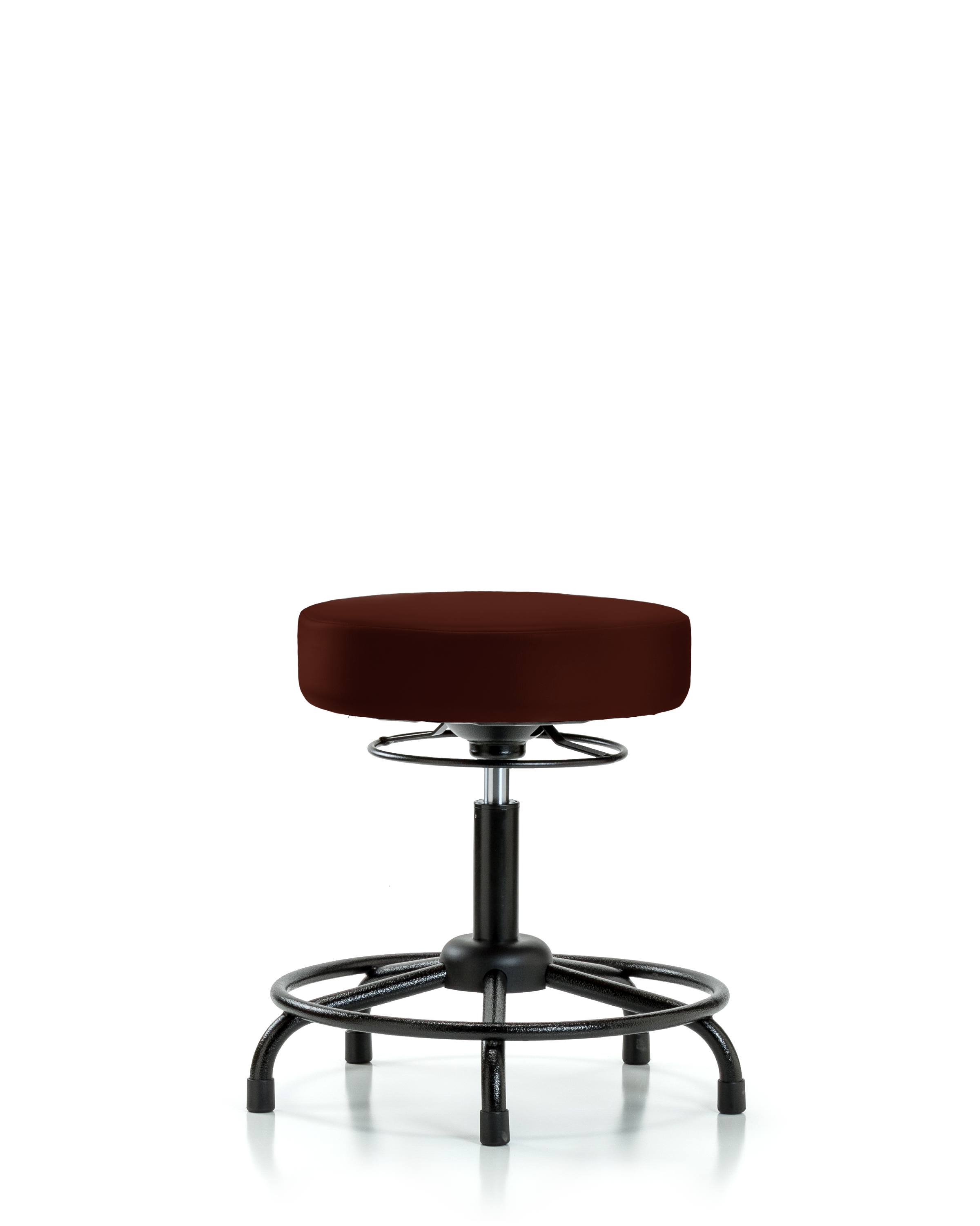 Rutledge Vinyl Stool without Back - Desk Height with Round Tube Base & Stationary Glides in Burgundy Trailblazer Vinyl