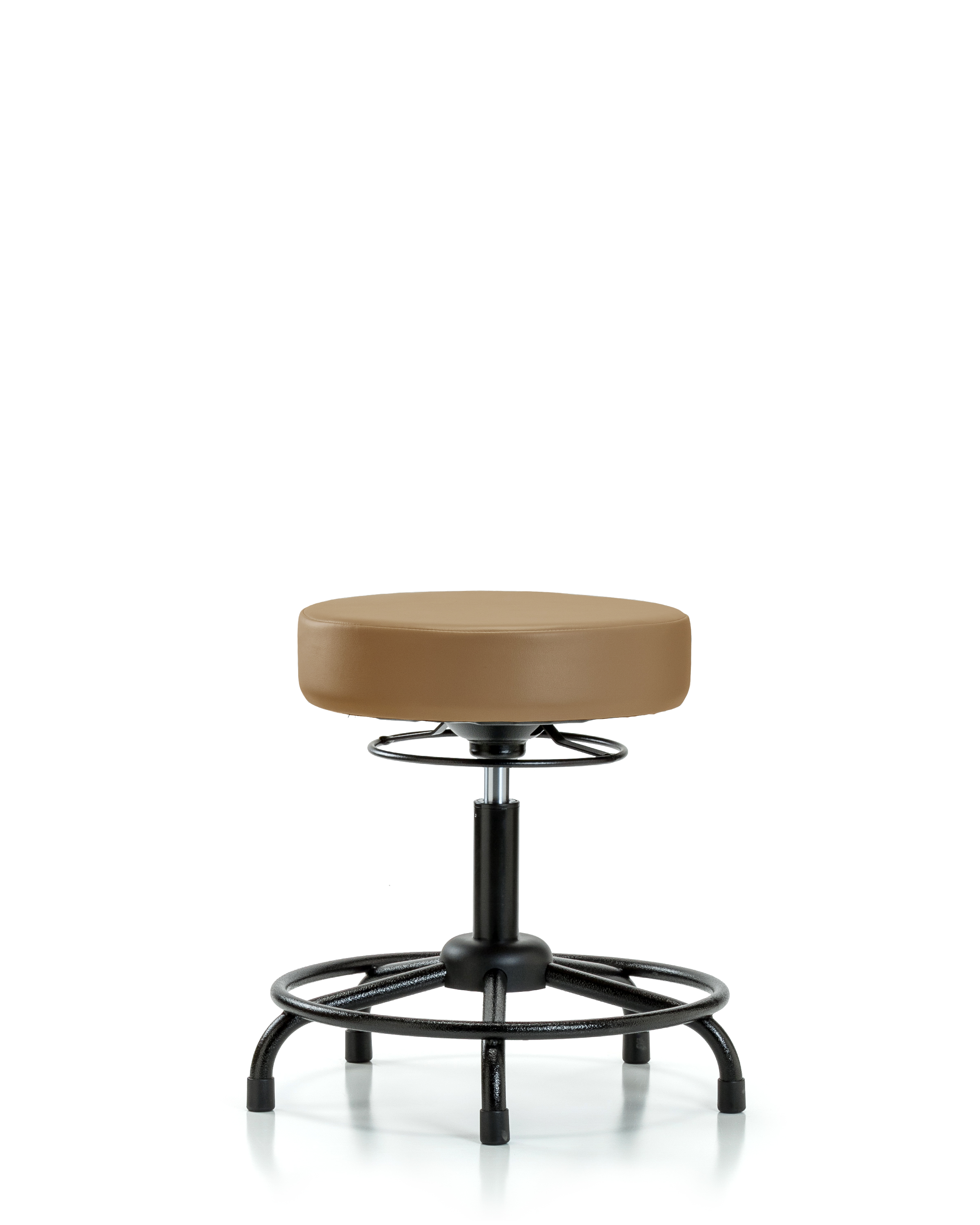 Rutledge Vinyl Stool without Back - Desk Height with Round Tube Base & Stationary Glides in Taupe Trailblazer Vinyl