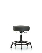 Rutledge Vinyl Stool without Back - Desk Height with Round Tube Base & Stationary Glides in Charcoal Trailblazer Vinyl