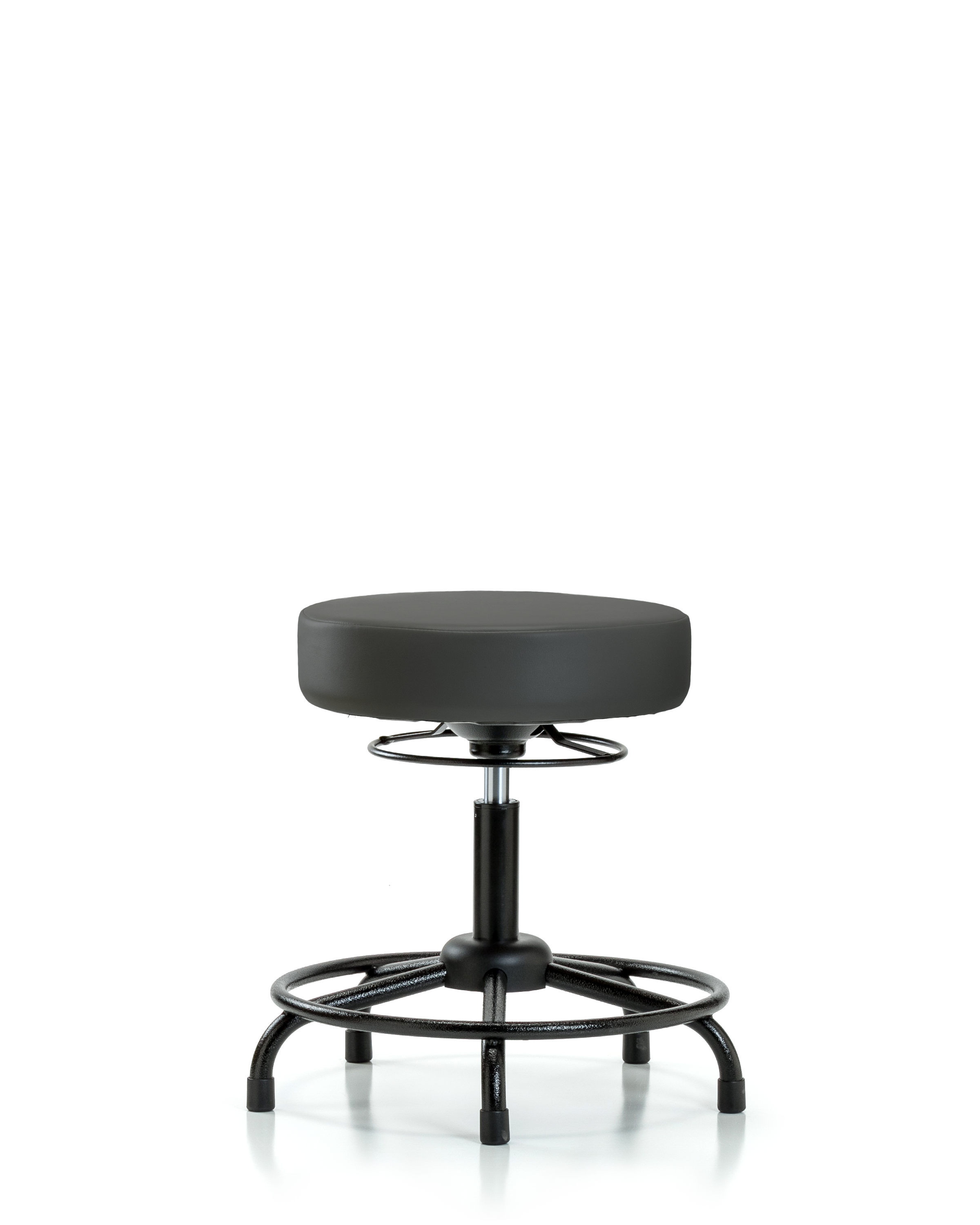 Rutledge Vinyl Stool without Back - Desk Height with Round Tube Base & Stationary Glides in Charcoal Trailblazer Vinyl