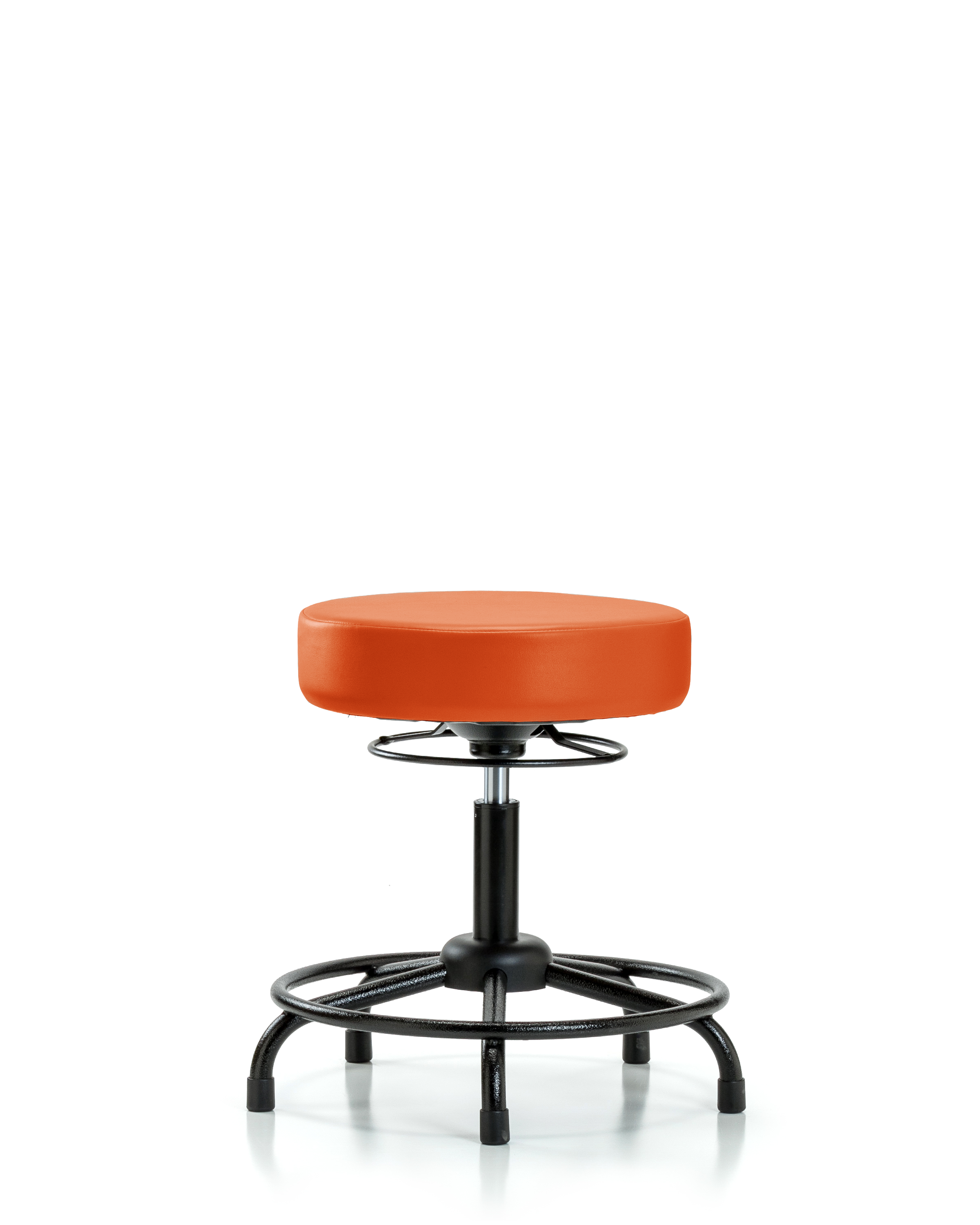 Rutledge Vinyl Stool without Back - Desk Height with Round Tube Base & Stationary Glides in Orange Kist Trailblazer Vinyl