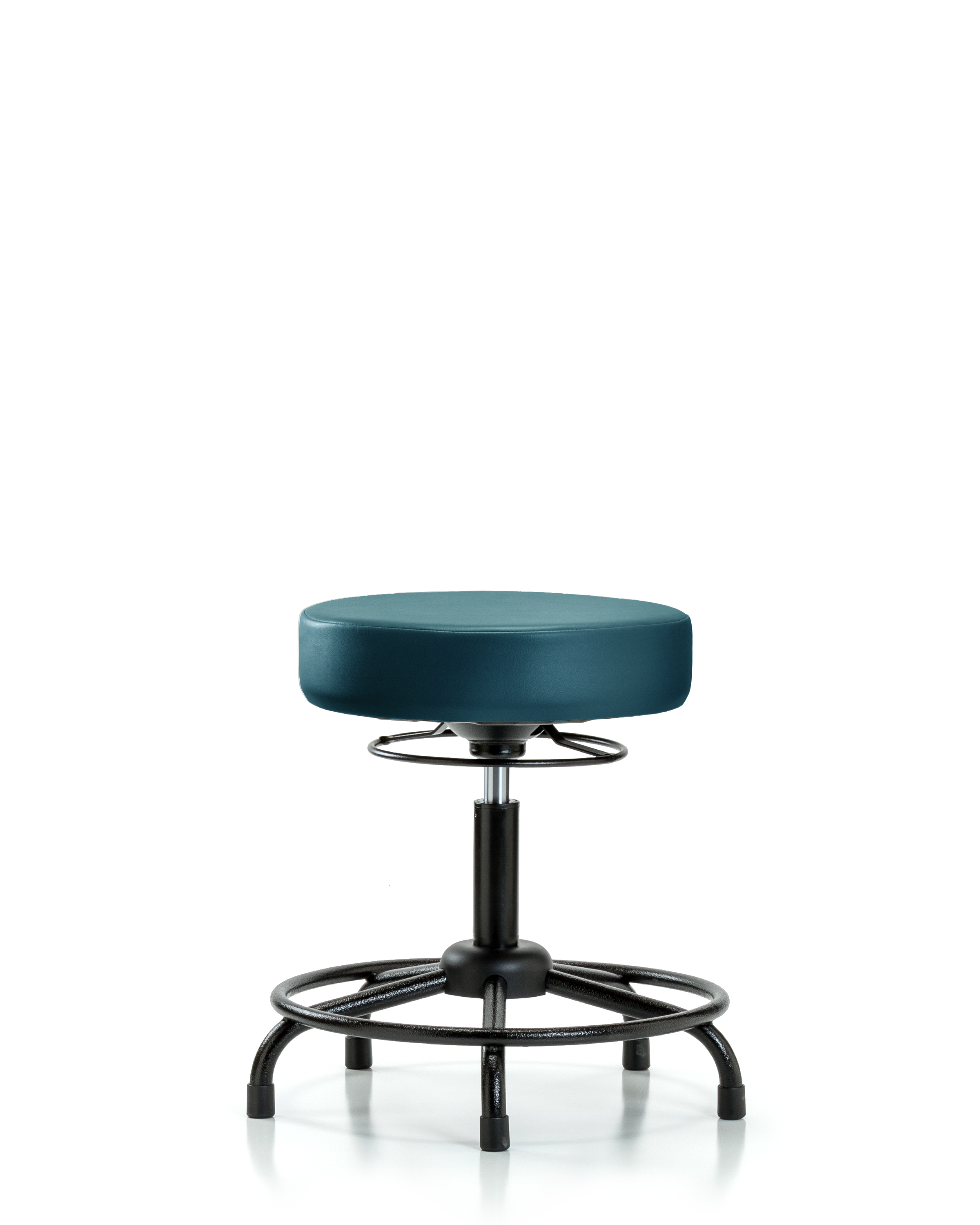 Rutledge Vinyl Stool without Back - Desk Height with Round Tube Base & Stationary Glides in Marine Blue Supernova Vinyl