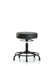 Rutledge Vinyl Stool without Back - Desk Height with Round Tube Base & Stationary Glides in Carbon Supernova Vinyl