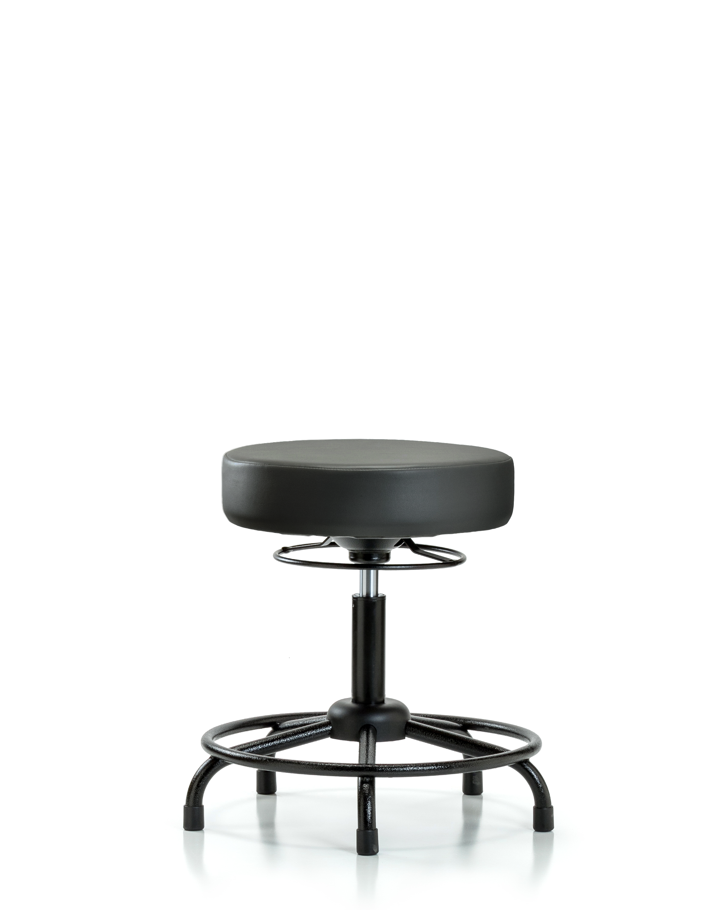 Rutledge Vinyl Stool without Back - Desk Height with Round Tube Base & Stationary Glides in Carbon Supernova Vinyl
