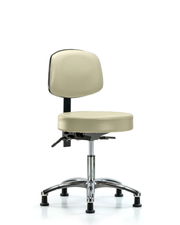 Rutledge Vinyl Stool with Back Chrome - Desk Height with Stationary Glides in Adobe White Trailblazer Vinyl