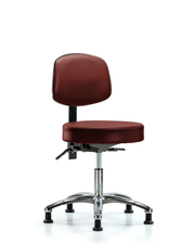 Rutledge Vinyl Stool with Back Chrome - Desk Height with Stationary Glides in Borscht Supernova Vinyl